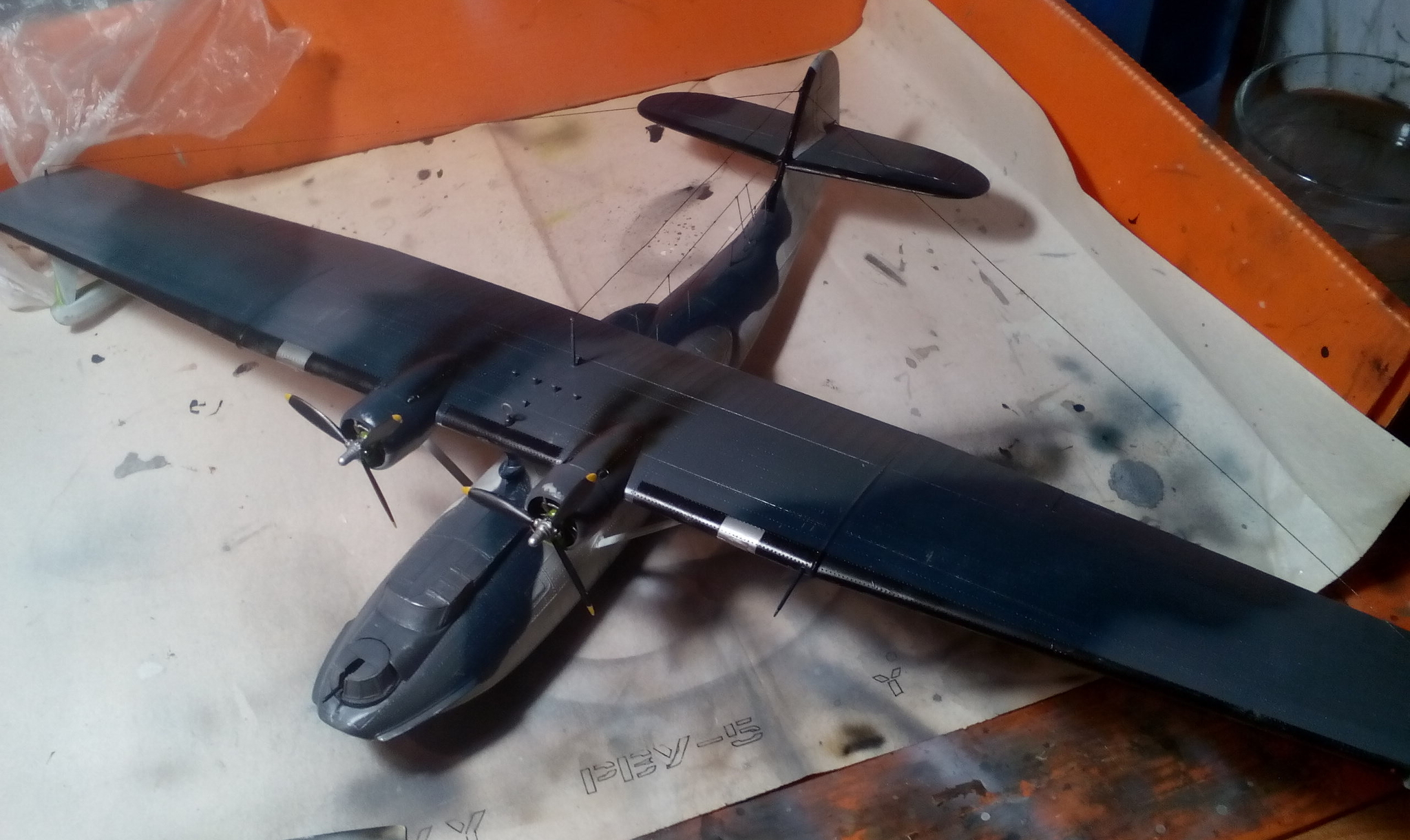 Post #7253029 - My, Stand modeling, Prefabricated model, Assembly, Aircraft modeling, Airbrushing, Flying boat, Catalina, Revell, Longpost