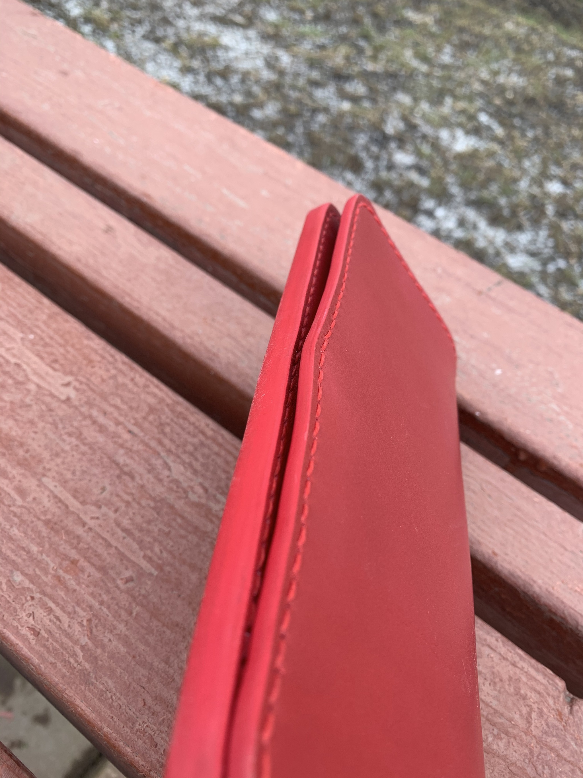 Very red women's wallet (+ process photo) - My, Leather products, With your own hands, Longpost, Wallet