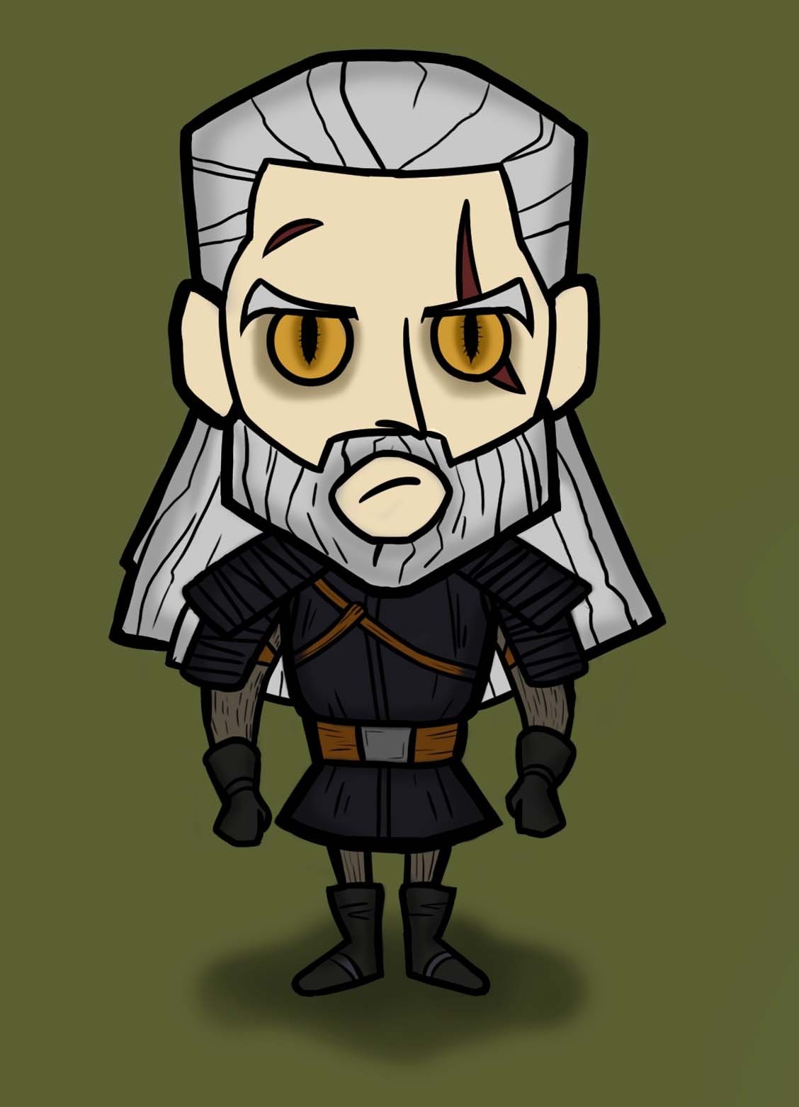 Geralt in Don't Starve - My, Witcher, Dont starve, Digital drawing, Art, Crossover, Longpost