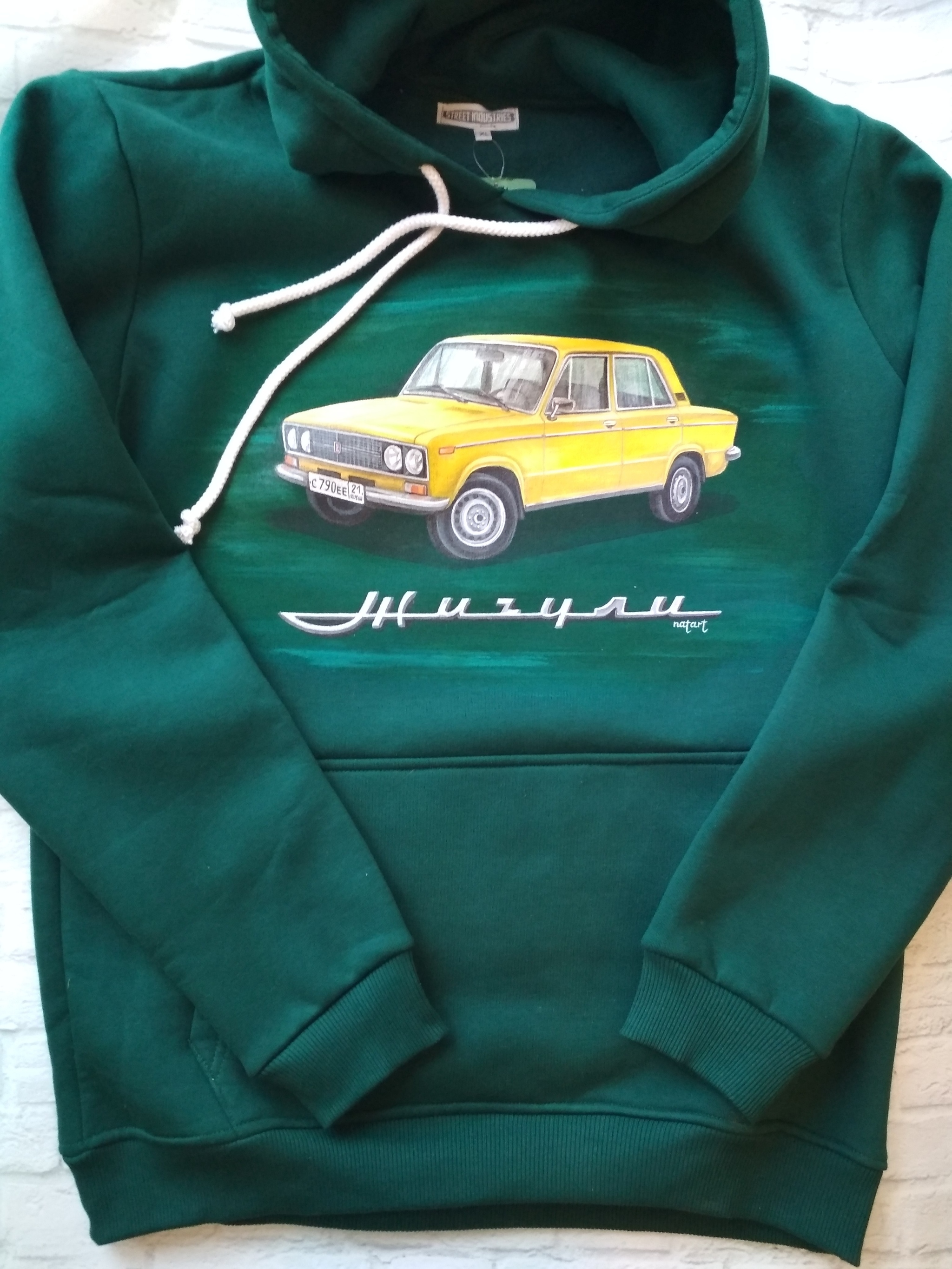 Hand-painted sweatshirt. Six - My, Creation, Handmade, Painting on fabric, AvtoVAZ, With your own hands, Six, Car, Longpost