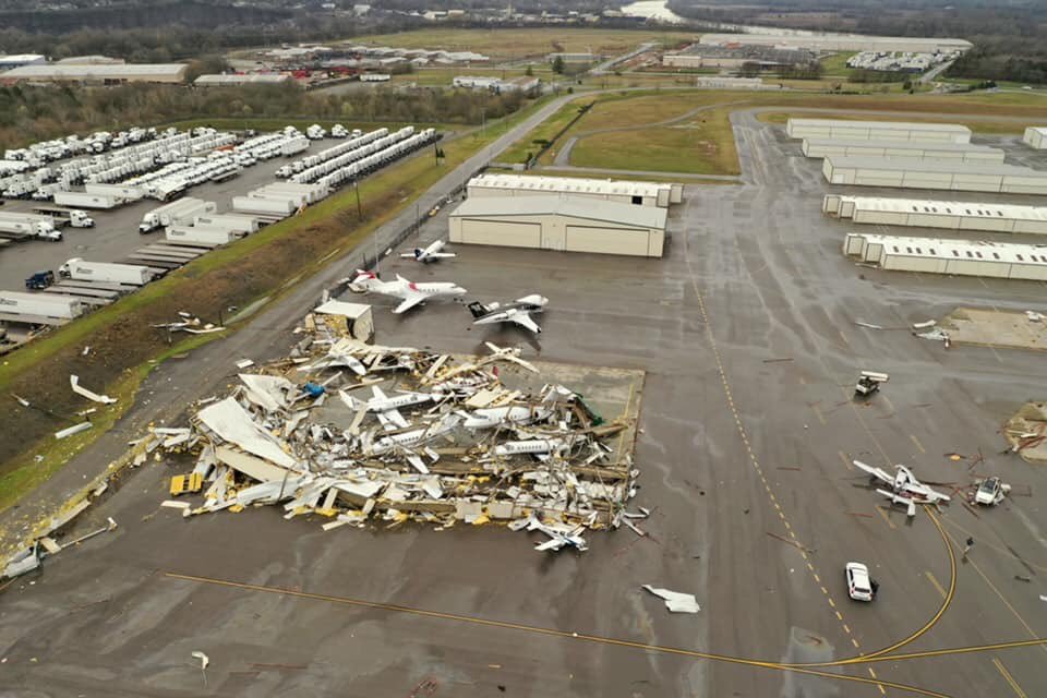 Aftermath of a tornado at John C Tune Airport-Jwn - USA, Tennessee, Tornado, Nature, Element, The airport, Longpost