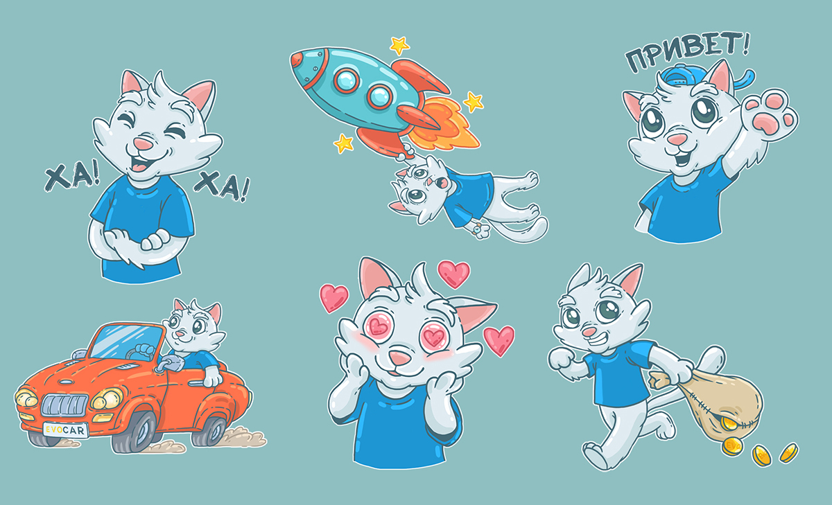 Character and stickers - My, Telegram stickers, Character Creation, Beaver draws, Digital drawing, cat, Longpost