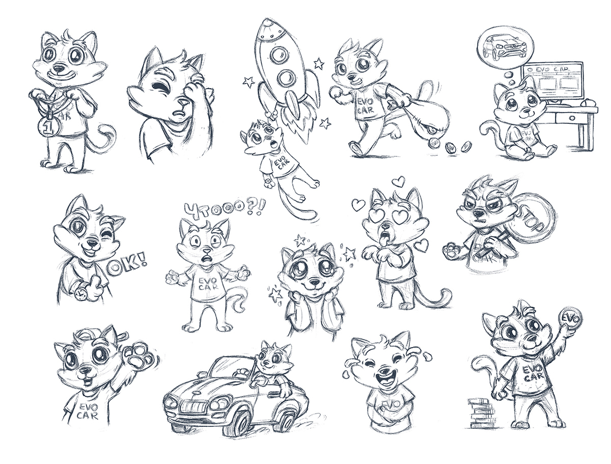 Character and stickers - My, Telegram stickers, Character Creation, Beaver draws, Digital drawing, cat, Longpost