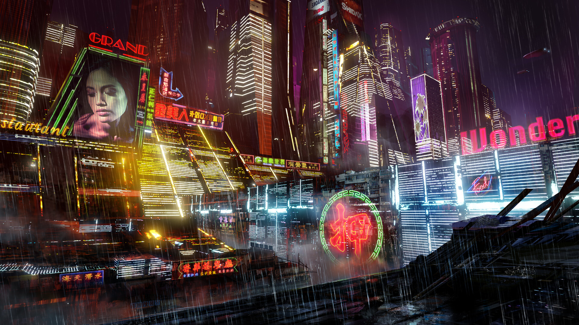 Cyberpunk by Fan Li - Арт, Концепт-Арт, Киберпанк, Matte Painting, Длиннопост