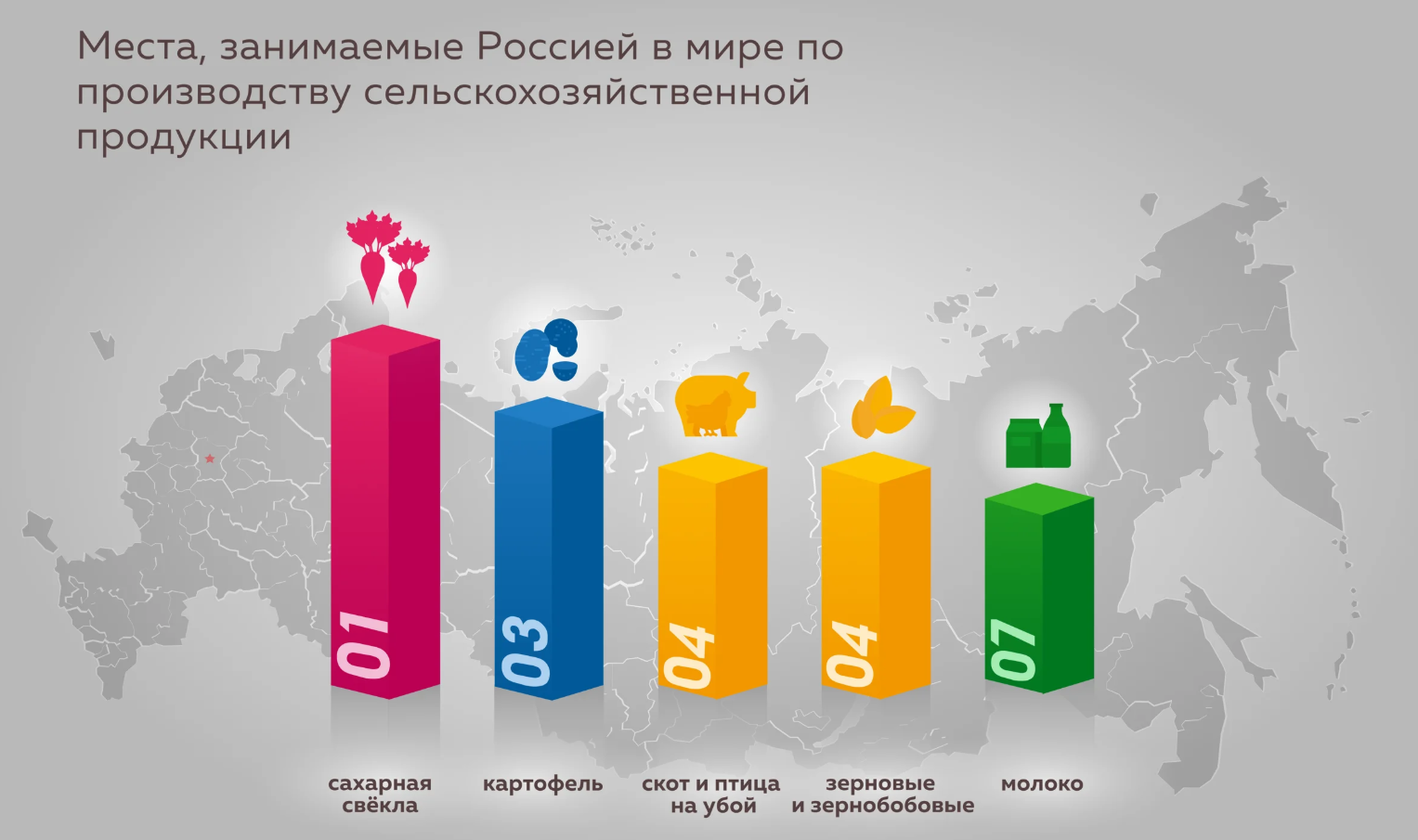 Places occupied by Russia in the production of agricultural products - My, Interesting, Informative, Statistics, Сельское хозяйство, Farm, Farmer, Products, Plant growing