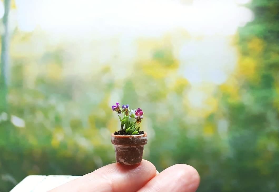 Spring mood. Flowers in miniature - My, Miniature, Flowers, Needlework without process, Polymer clay, Cold porcelain, Longpost