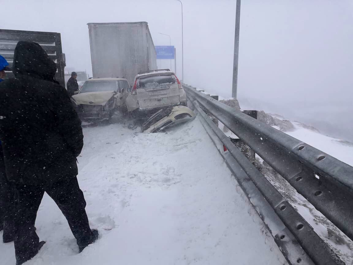 Massive accident in Murmansk due to bad weather - Road accident, Murmansk, Crash, Blizzard