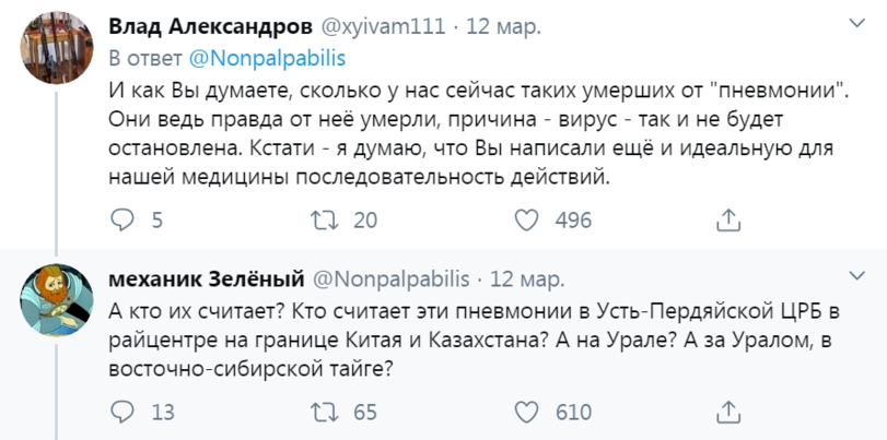 An interesting thread about coronavirus in Russia from a doctor - Coronavirus, Irresponsibility, Picture with text, Longpost, Twitter