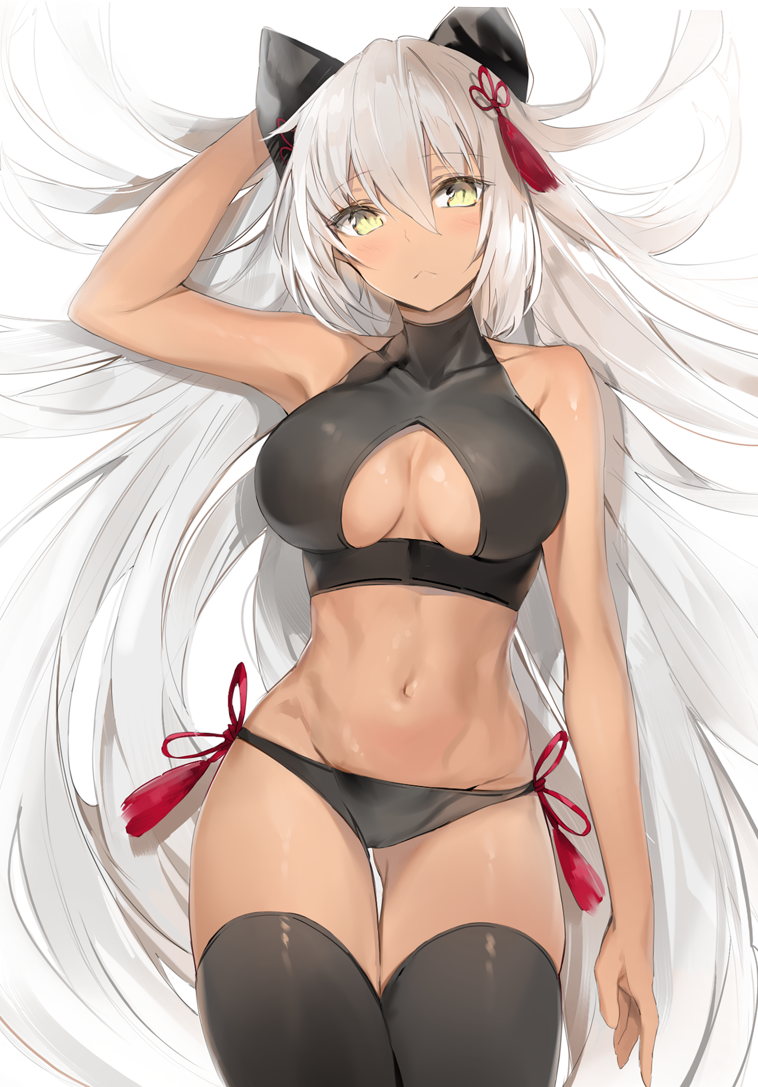 Okita - NSFW, Fate, Fate grand order, Okita Souji Alter, Anime, Anime art, Animal ears, Pantsu