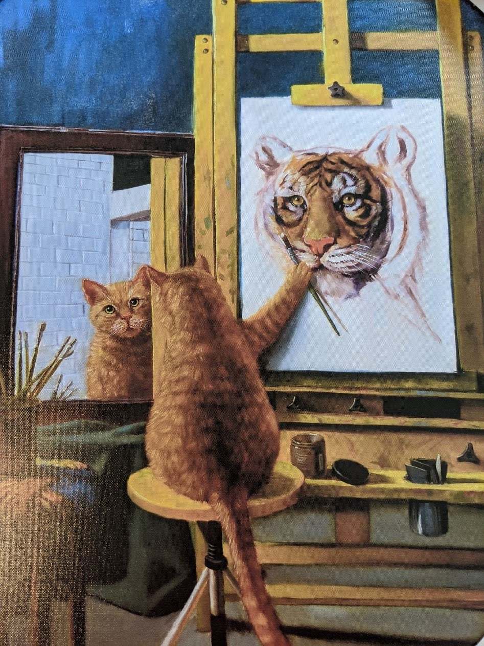 Creating a post on Instagram - Painting, Humor, cat