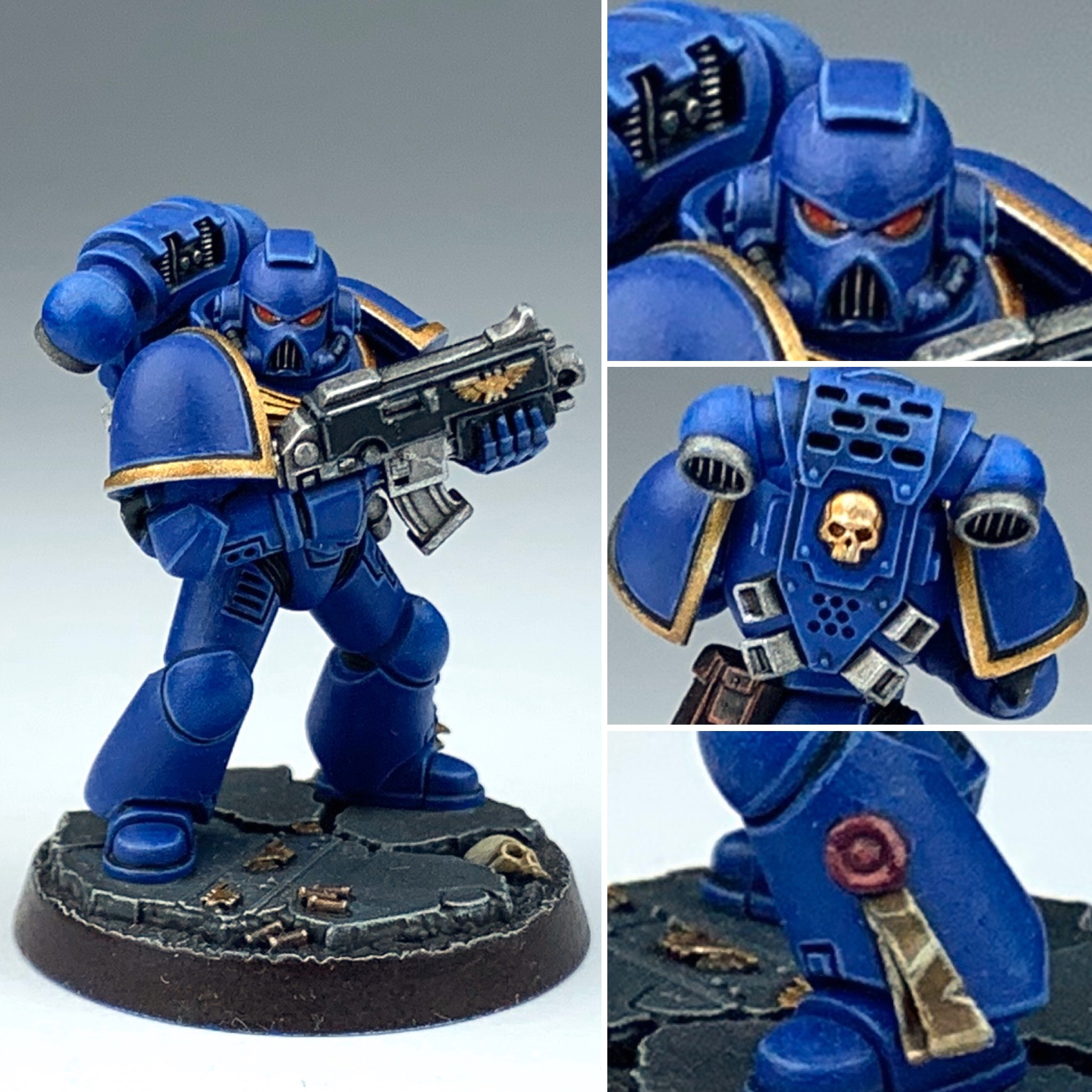 Spacemarine за 4ч, 8ч, и 16ч - Моё, Wh painting, Wh miniatures, Warhammer 40k, Warhammer, Хобби, Стендовый моделизм, Ultramarines, Adeptus Astartes, Длиннопост