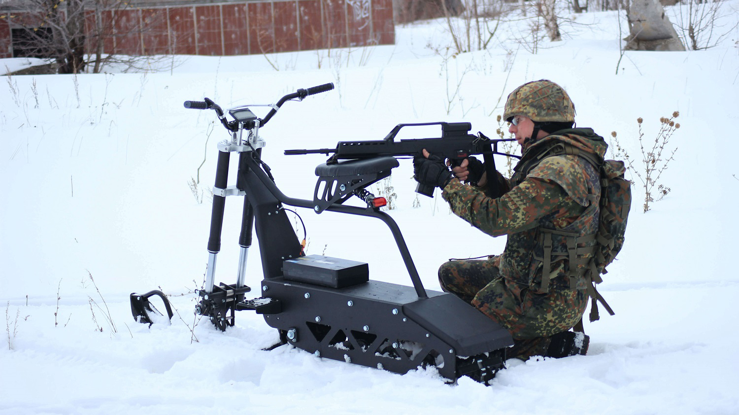 Electric snowbike for Pentyball and Airsoft - My, Snowbike, Snowmobile, All-terrain vehicle, Tracked all-terrain vehicle, Airsoft, Paintball, Video, Longpost