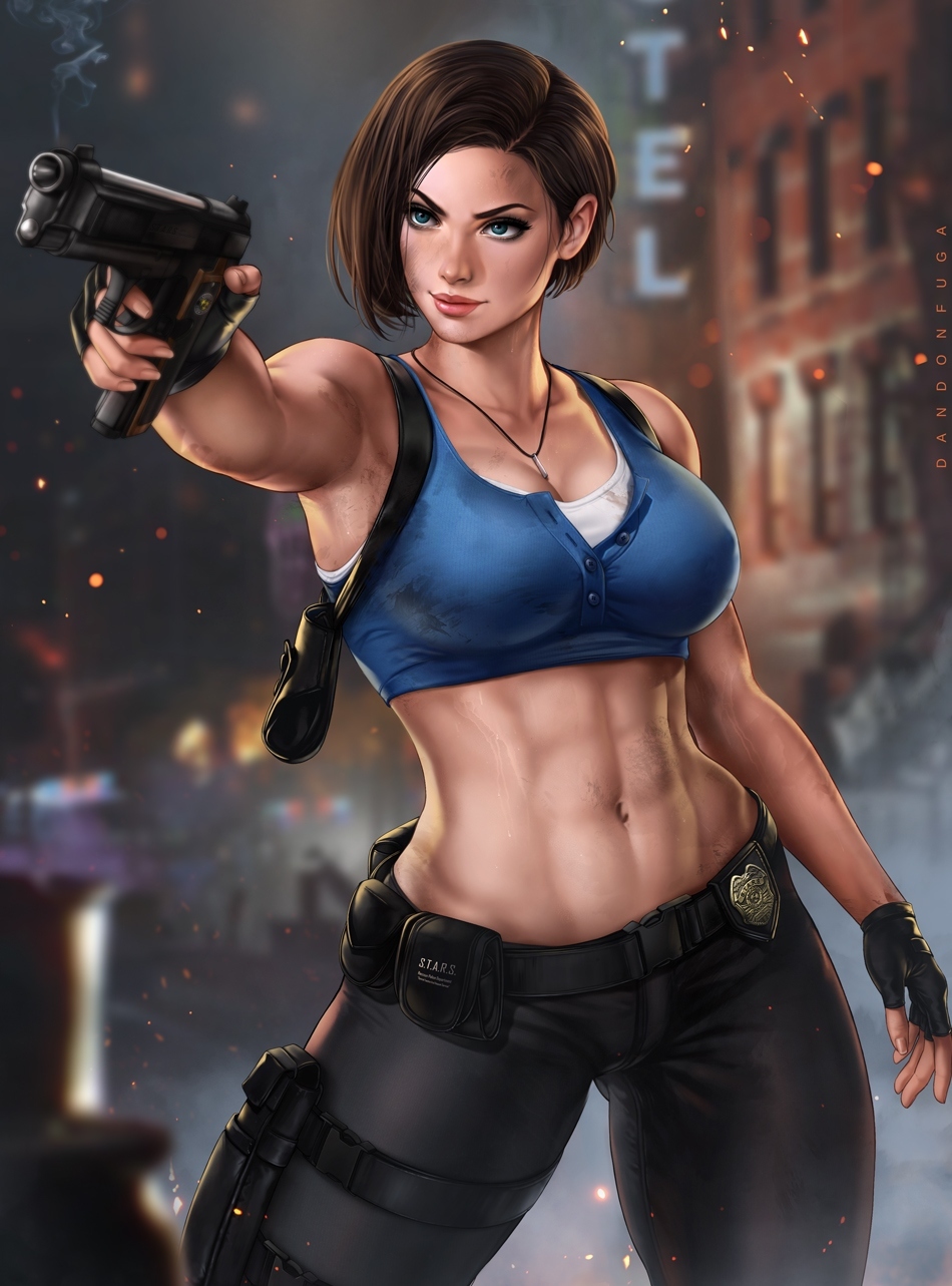 Jill Valentine - Арт, Рисунок, Resident Evil, Capcom, Jill Valentine, Пистолеты, Игры, Dandonfuga, Длиннопост