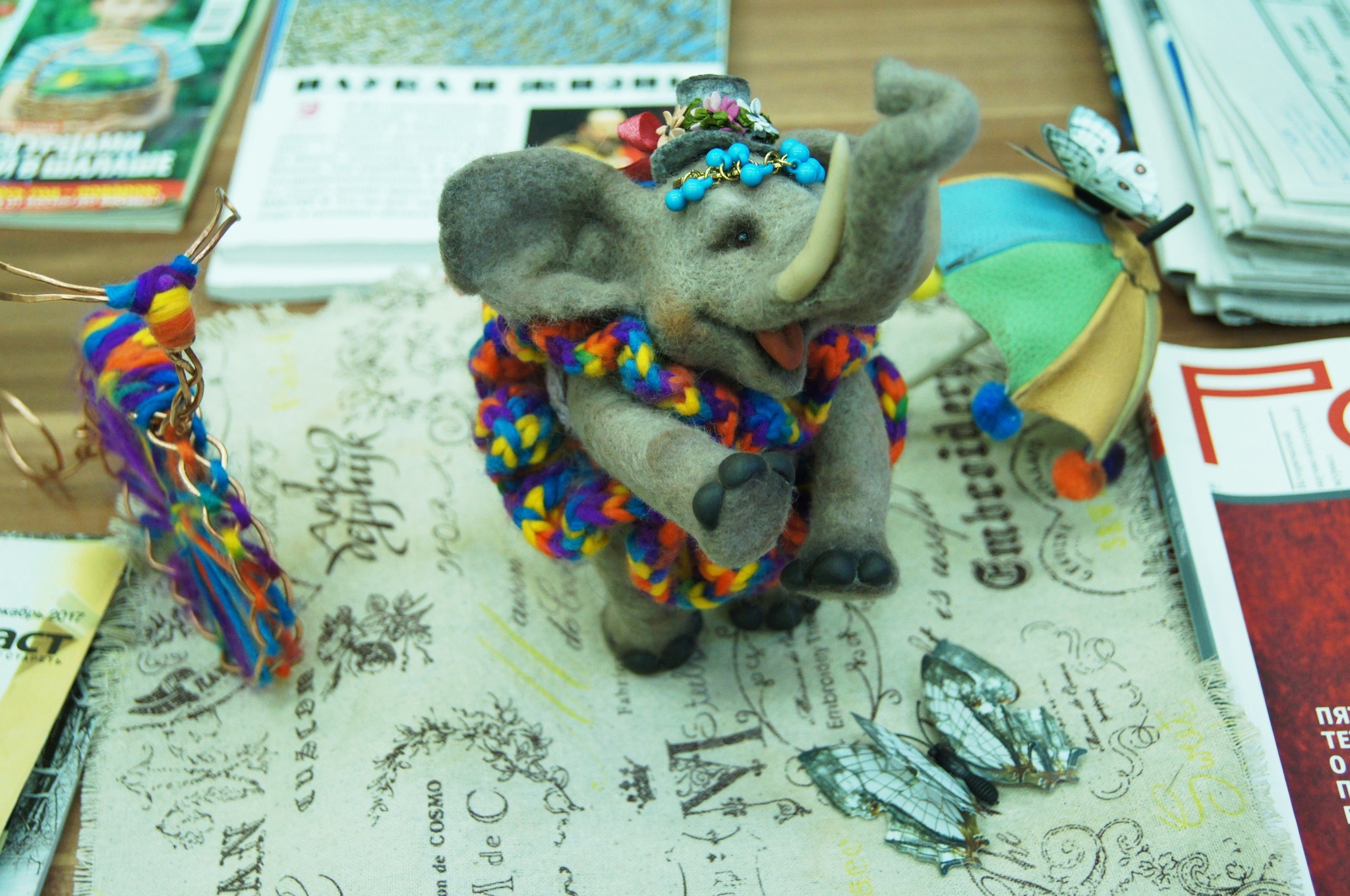 Circus elephant made of wool - My, Dry felting, Author's toy, With your own hands, Circus, Elephants, Needlework without process, Wool toy, Longpost