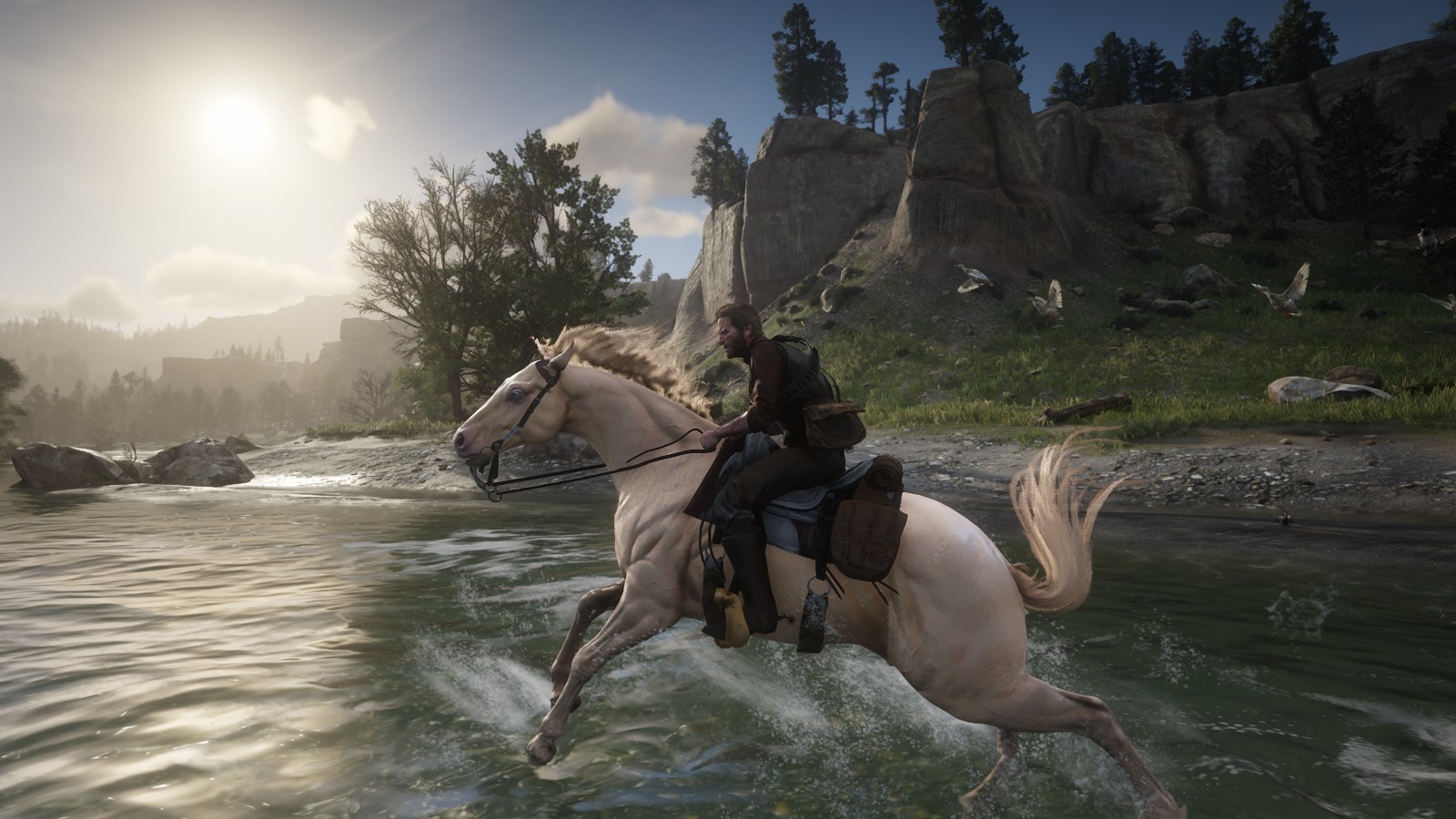 Landscapes from RDR2 - My, Red dead redemption 2, beauty, Landscape, Horses, River, The mountains, Field, Desert, Longpost