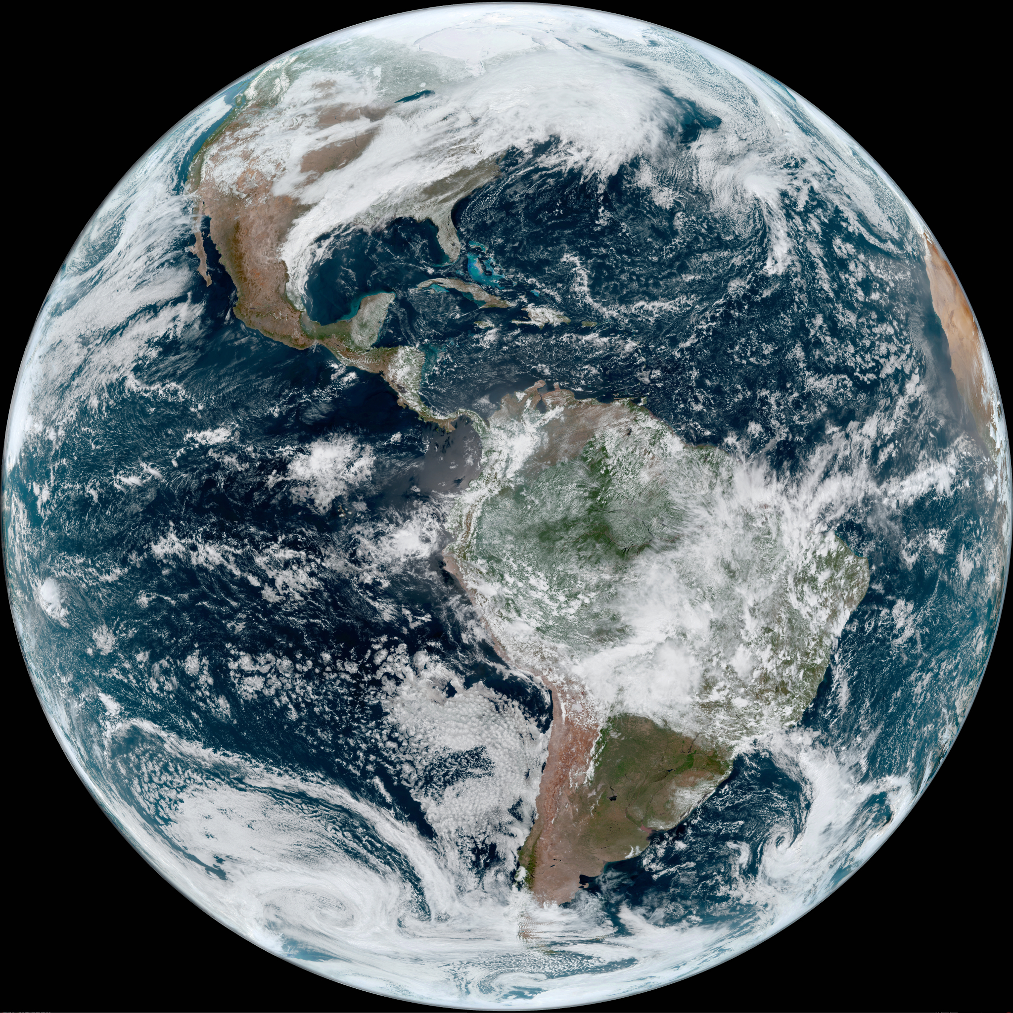 View of the Earth from four geostationary satellites on March 20, 2020 - Sp...
