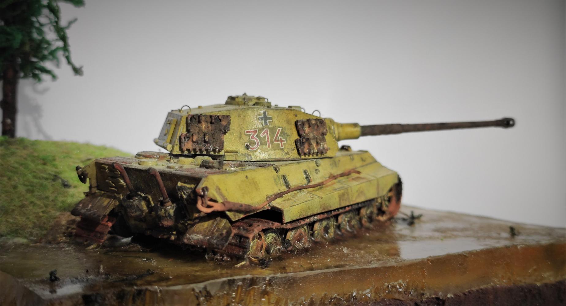 Diorama Unfortunate King (Tiger II) - My, Stand modeling, Diorama, Tanks, Tiger, Tiger II, Tiger 2, Video, Longpost