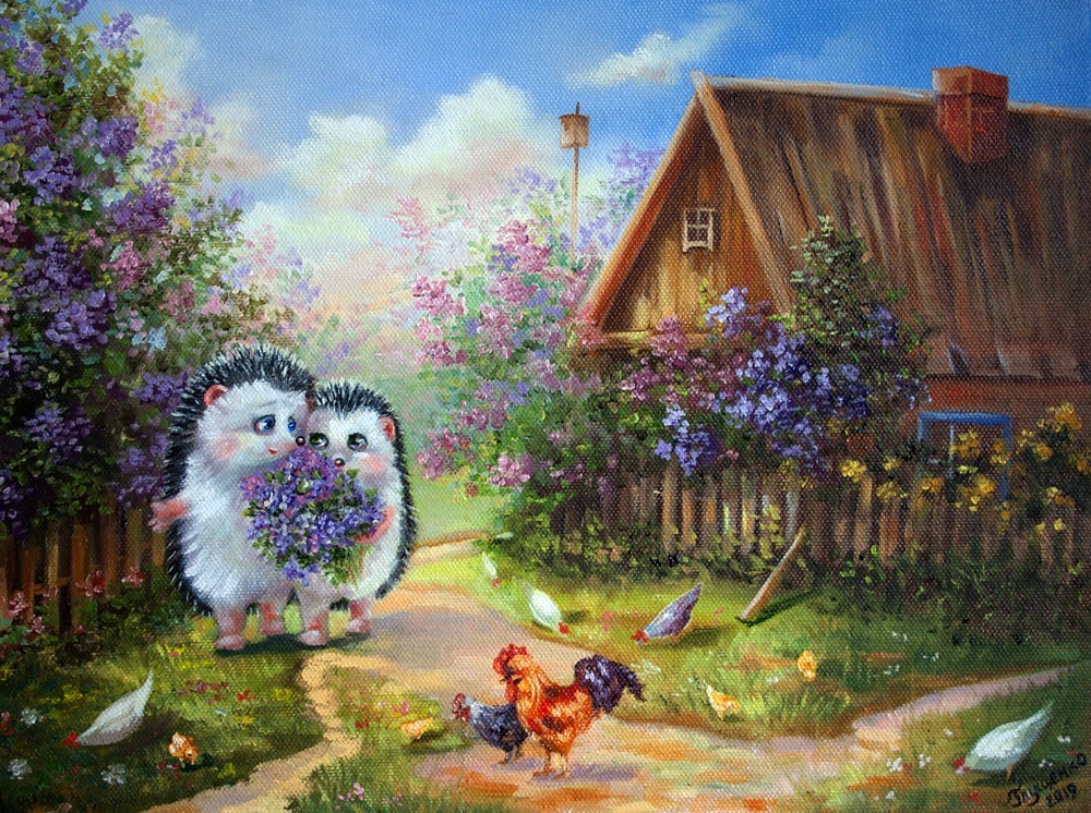 Hedgehogs by Irina Glushchenko as a separate form of art - Hedgehog, Painting, Longpost, Art