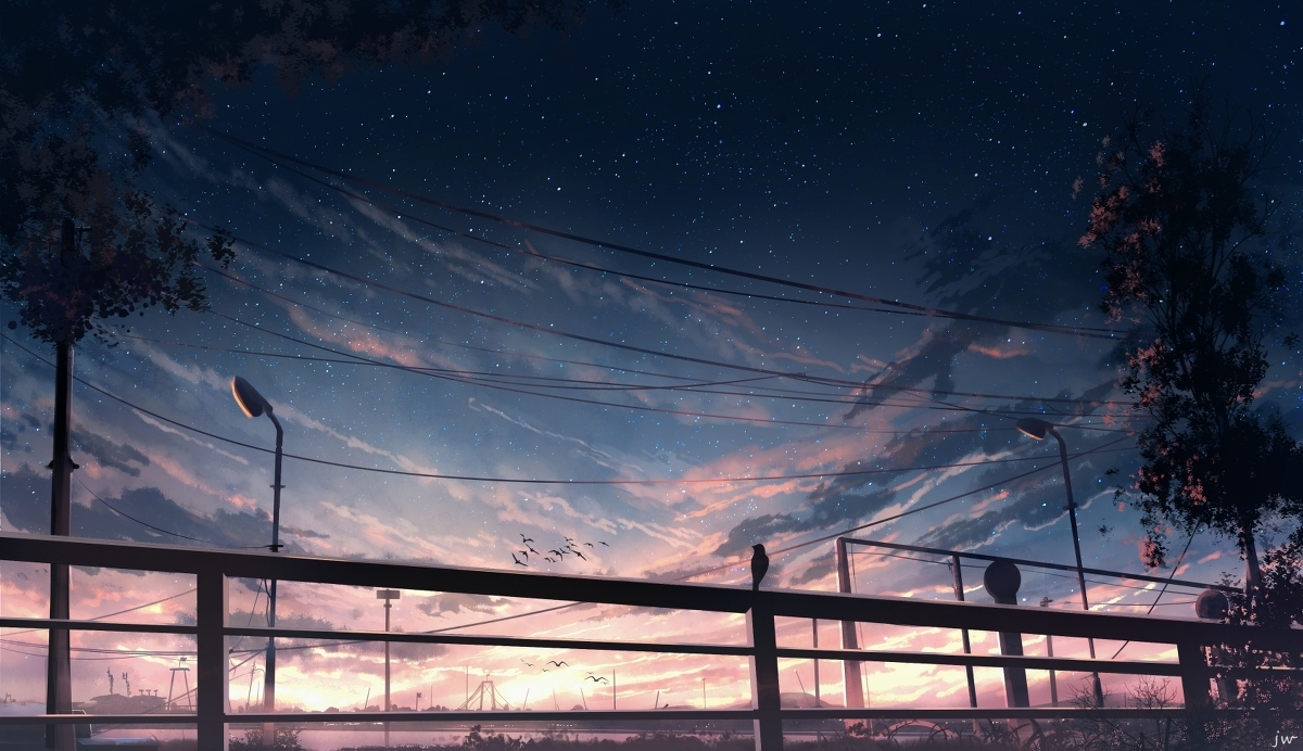 Works by artist JW - Art, Drawing, Background, Illustrations, Landscape, Girls, Sky, Starry sky, Longpost, Huashijw