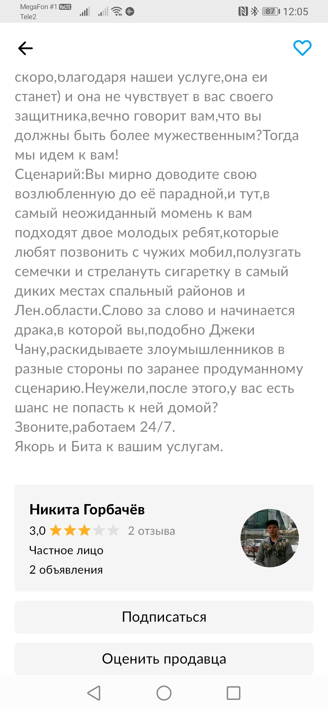 ... И вы на коне! - Авито, Гопники, Бизнес, Длиннопост, Объявление на авито, Скриншот