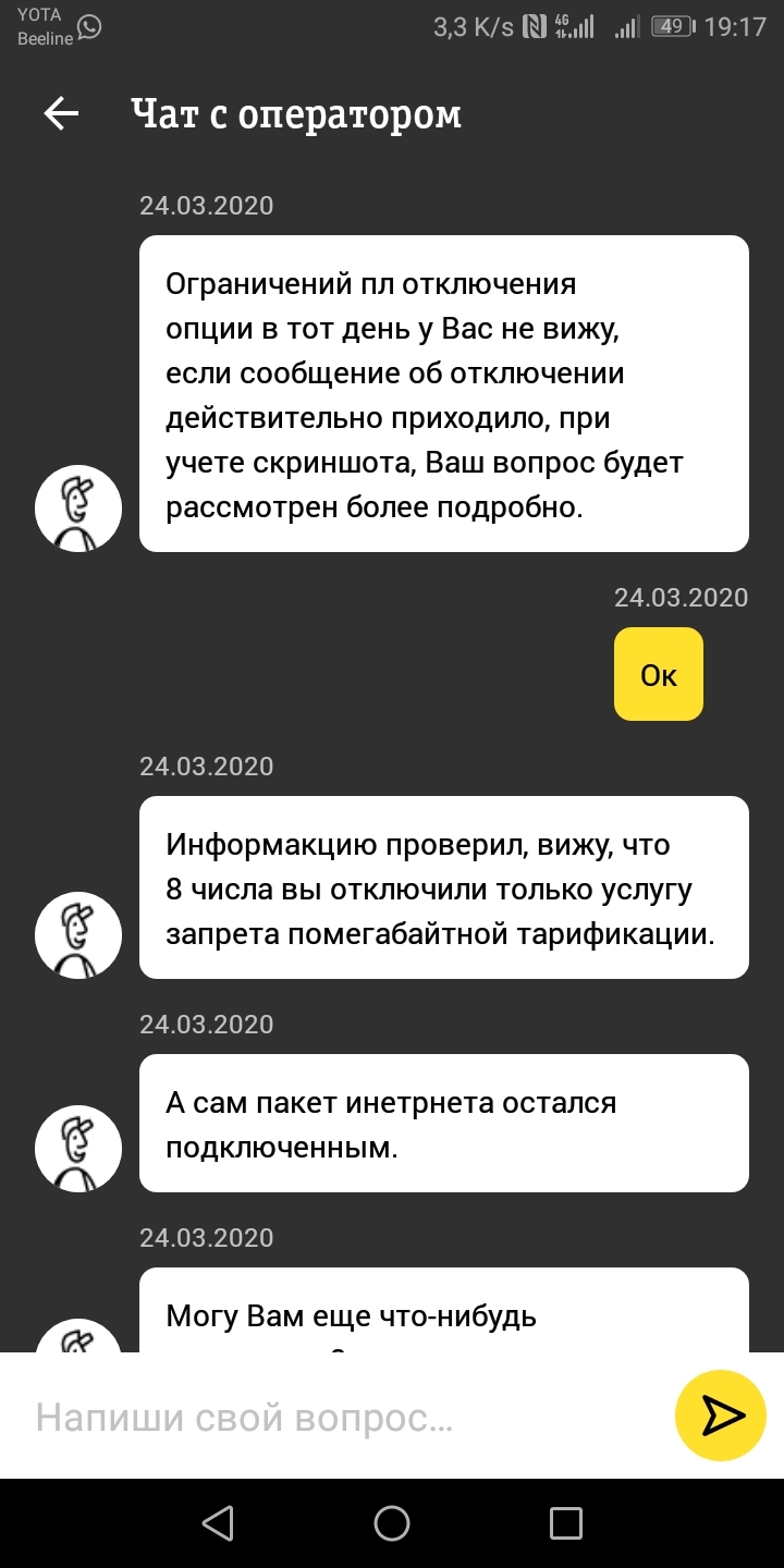 Again about the bloodsucking opsos - My, Cellular operators, Beeline, Crooks, Longpost, A complaint