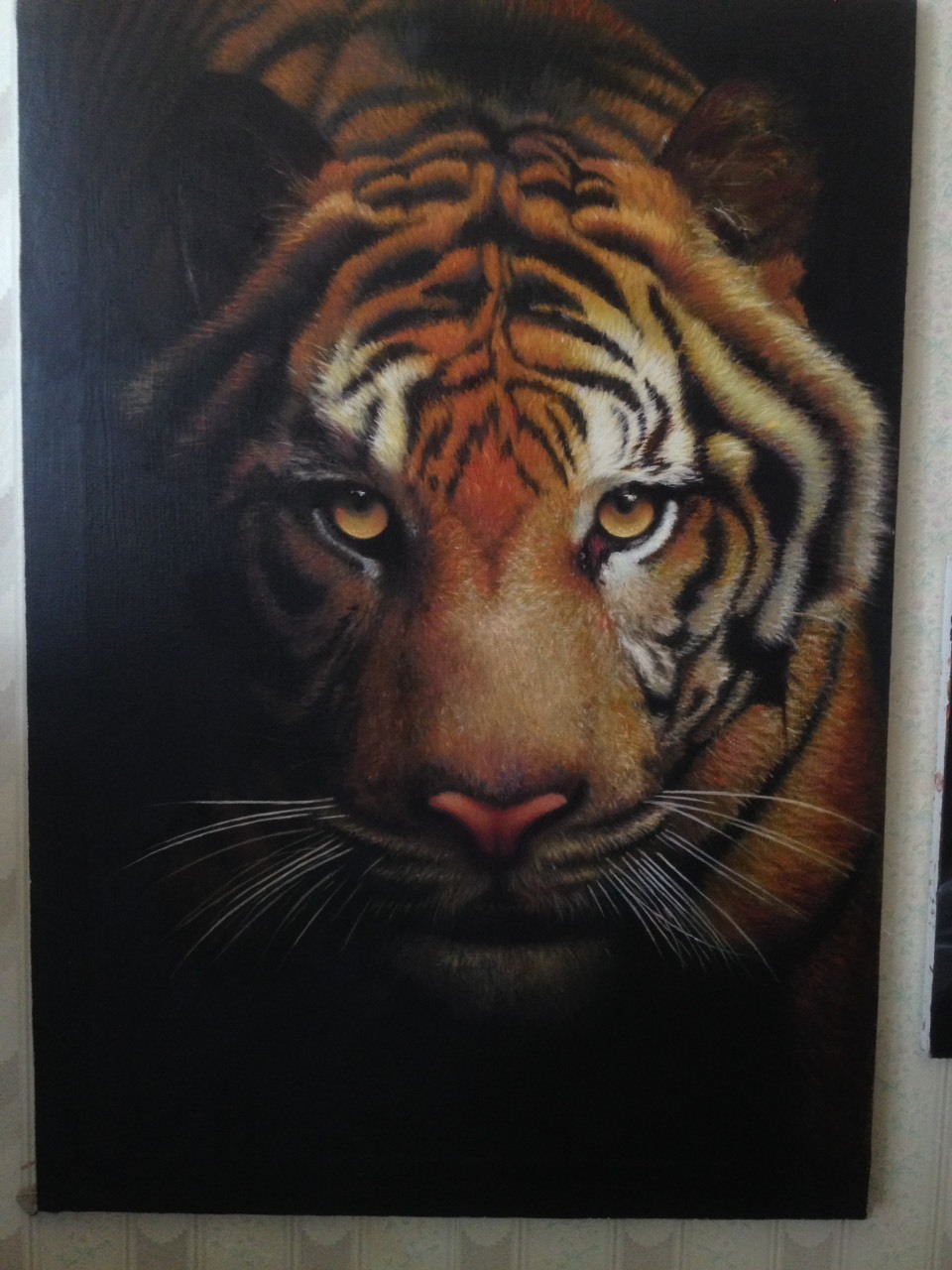 Tiger - My, Painting, Butter, Oil painting, Painting, Animalistics, Tiger, Big cats