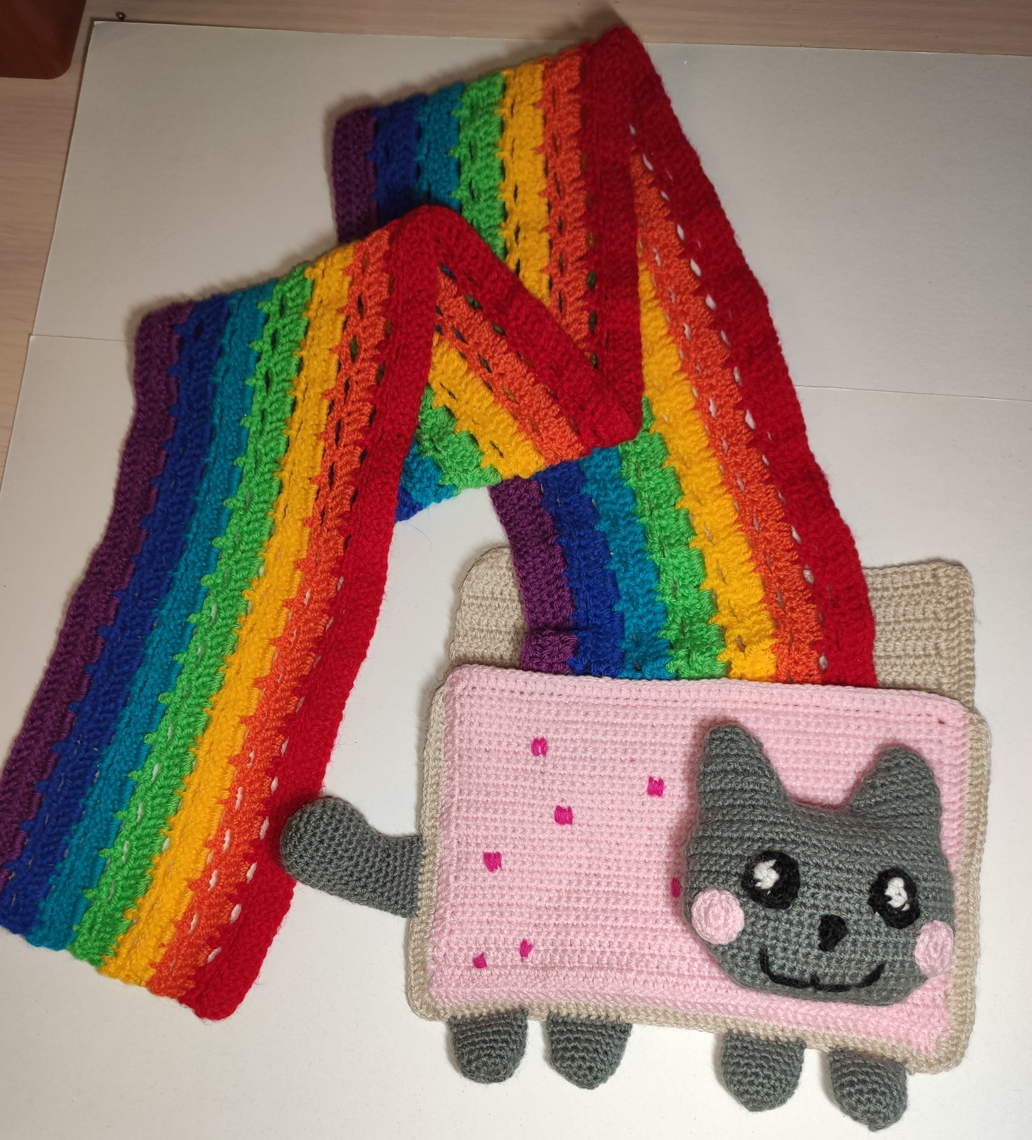 NyanCat crochet - My, Needlework without process, Crochet, Nyan cat