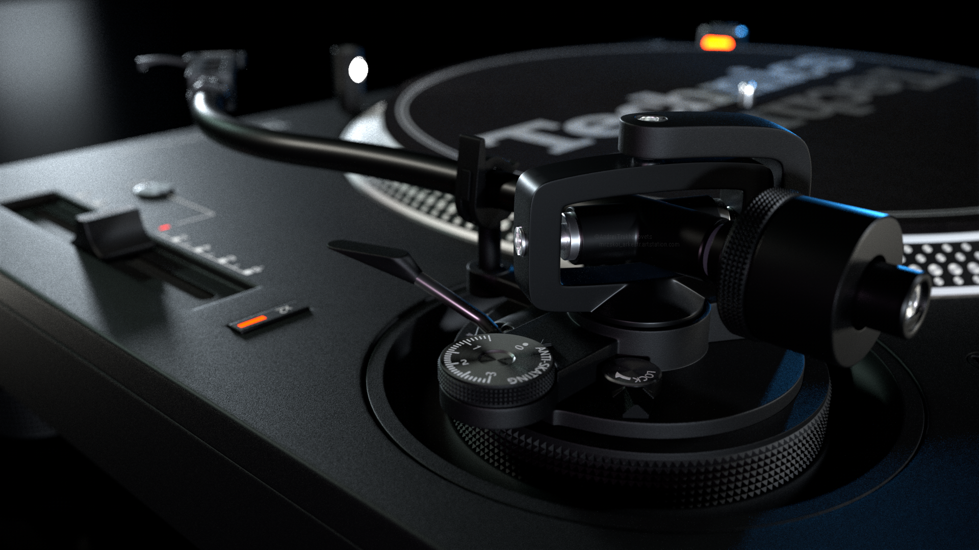 Vinyl player Technics SL-1200MK7 - My, Cinema 4d, Computer graphics, 3D, 3D modeling, Technics, Corona render, Substance painter, Photoshop, Longpost