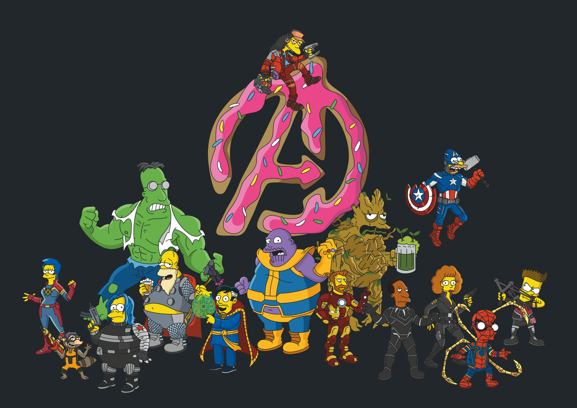 Mstimpsons | Avensons (vectors for pikabushniki - part eight) - My, Vector, Print, Avengers, The Simpsons, Is free, Longpost