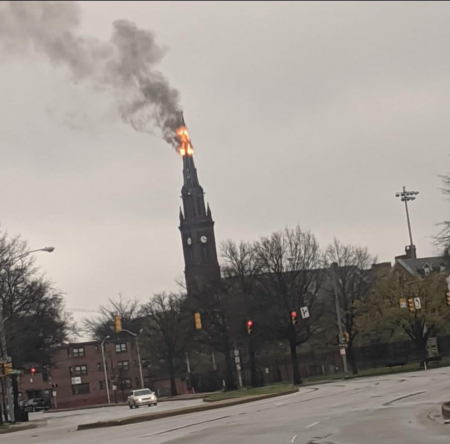 Signs... they're everywhere... - USA, Maryland, Lightning, Church, Spire, Fire, Longpost, Video