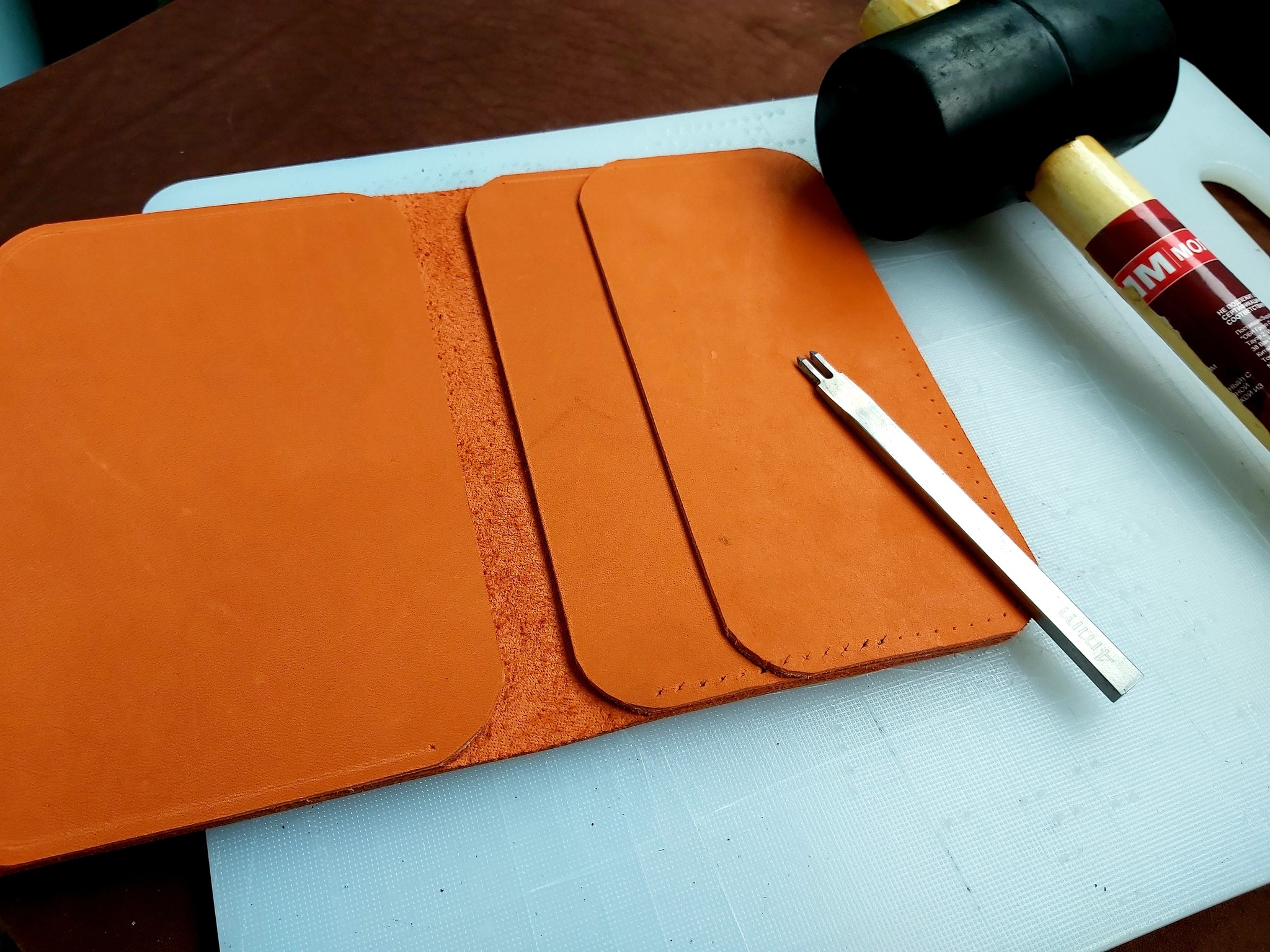 DIY leather document holder - My, Natural leather, With your own hands, Longpost