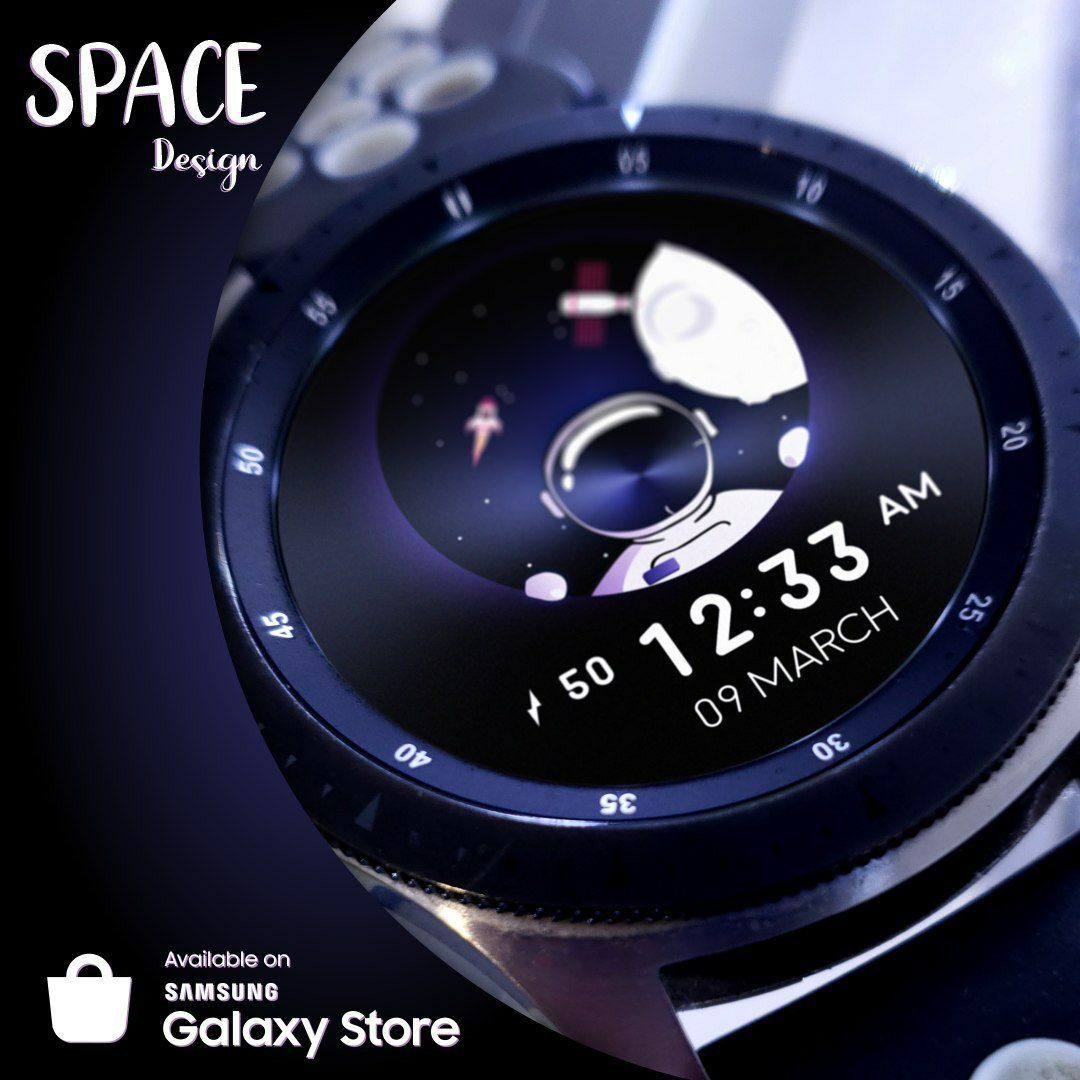 Space dial for Samsung Galaxy Watch - My, Freebie, Design, Smart watch, Clock face, Samsung, Samsung galaxy Watch, Watchface, Galaxy Watch