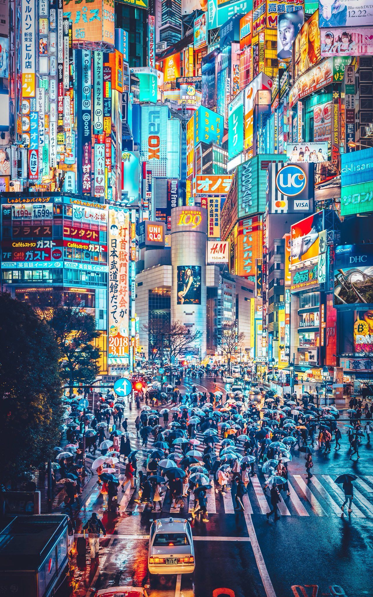 Rain at night in Tokyo - Tokyo, Night, Japan