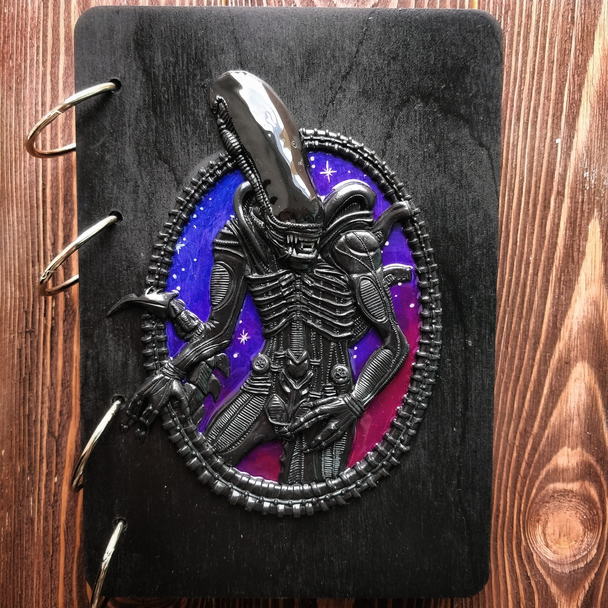 Sketchbook Xenomorph - My, Polymer clay, Handmade, Xenomorph, Stranger, Alien movie, Notebook, Sketchbook, Video, Longpost, Needlework without process