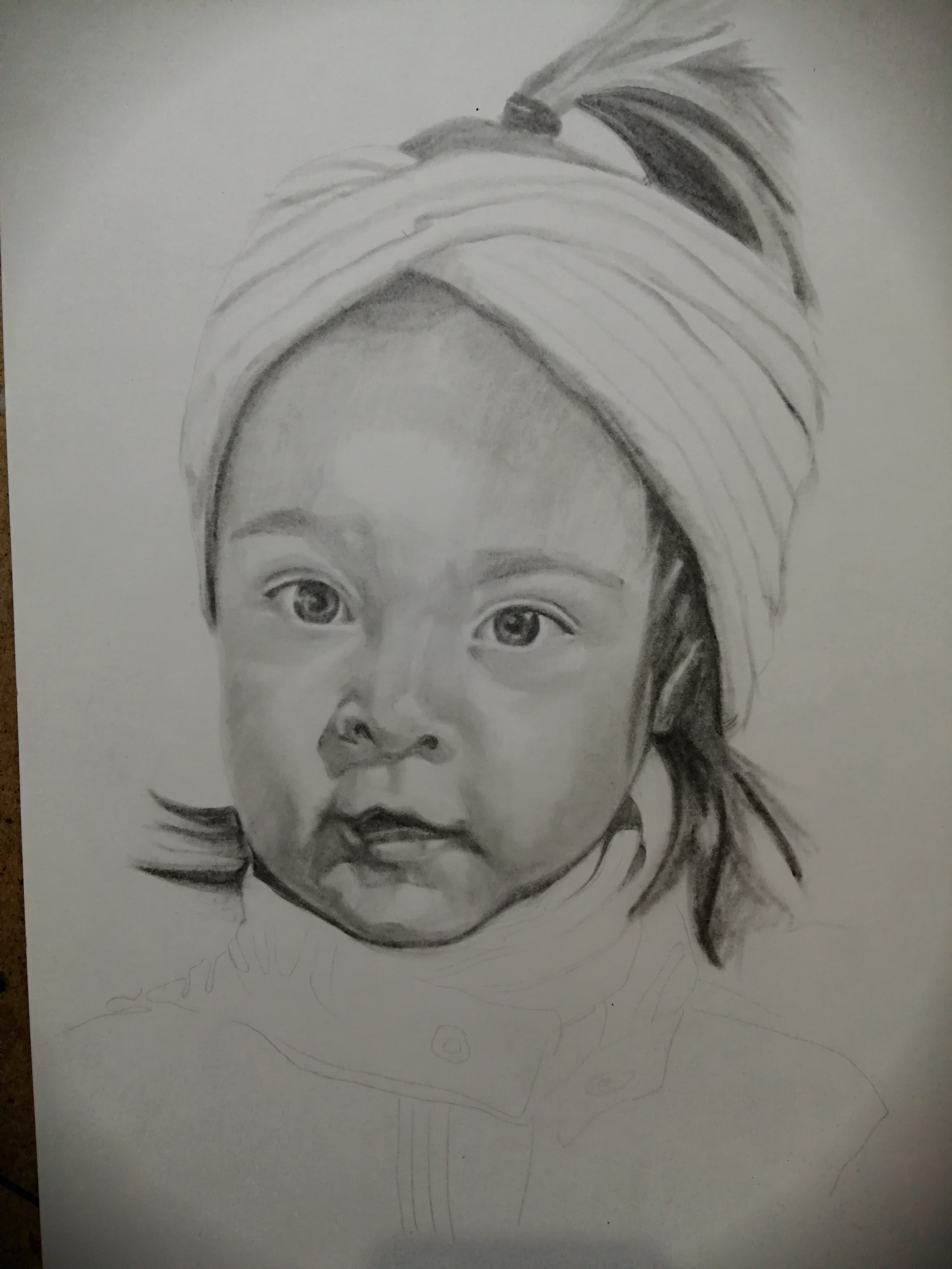 Portrait of a charming girl - My, Milota, Pencil drawing, Drawing, Portrait, Longpost