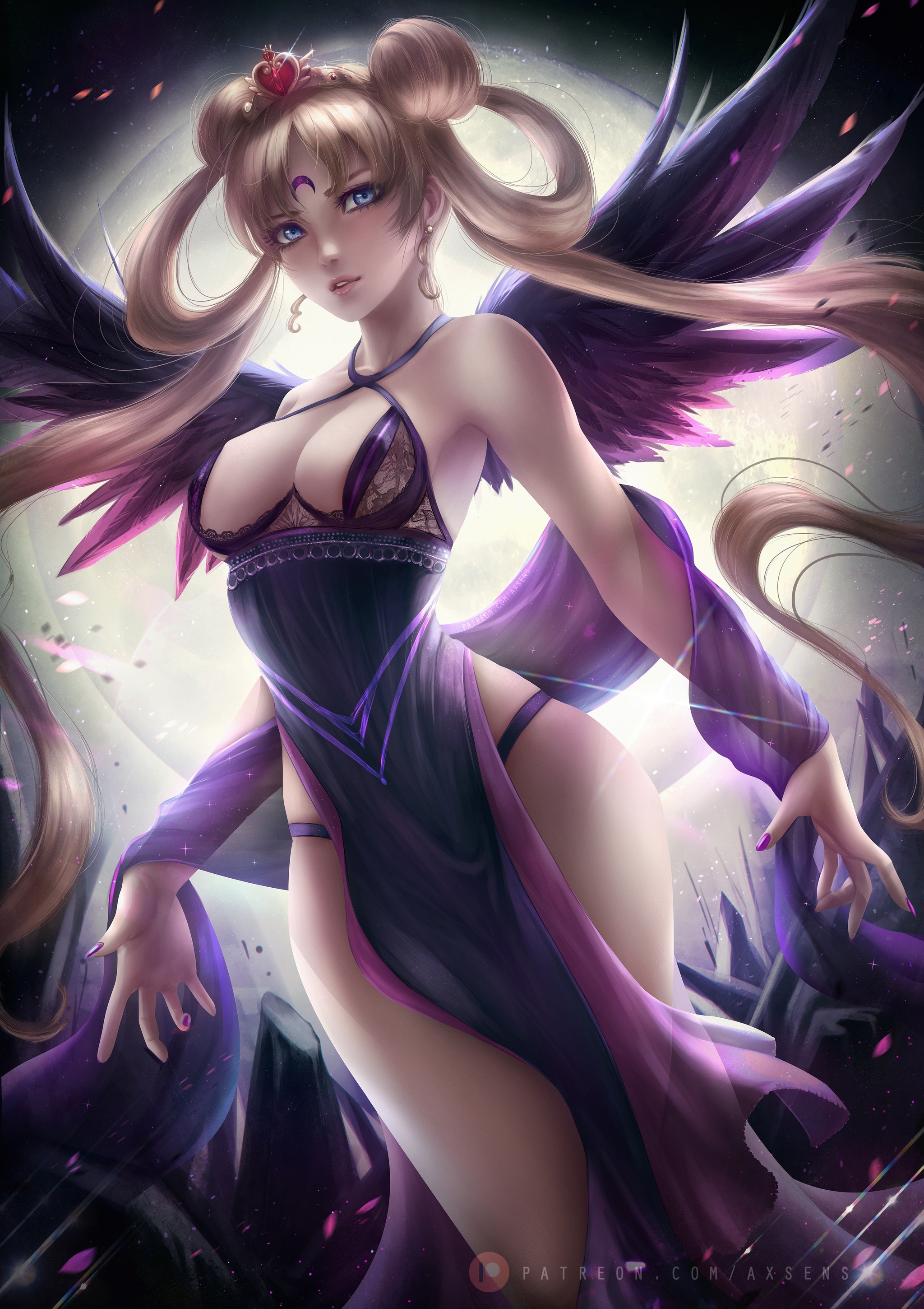 Dark Neo Serenity Queen - NSFW, Art, Anime, Anime art, Sailor Moon, Princess Serenity, Erotic, Underwear, Axsens, Longpost