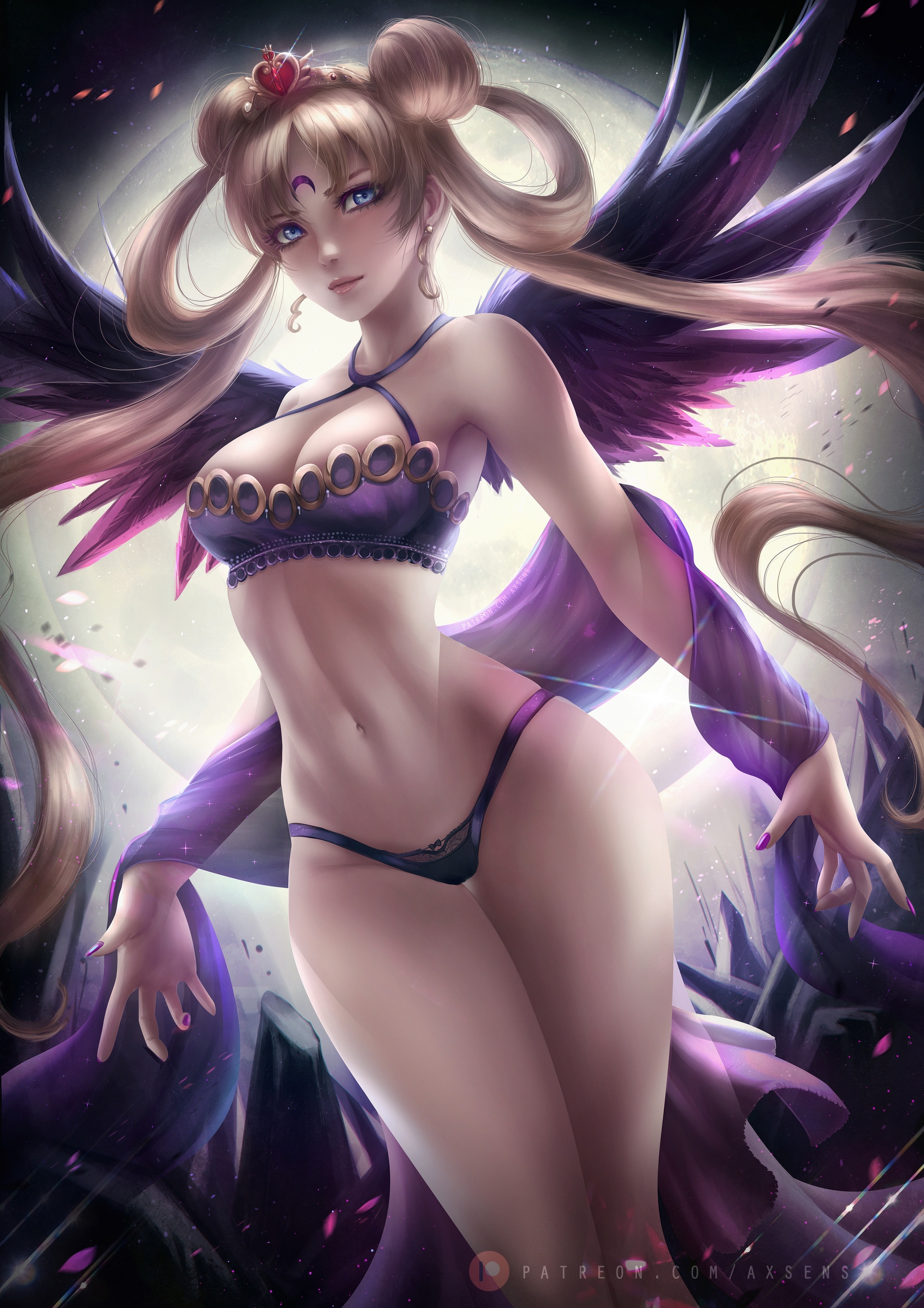 Dark Neo Serenity Queen - NSFW, Art, Anime, Anime art, Sailor Moon, Princess Serenity, Erotic, Underwear, Axsens, Longpost