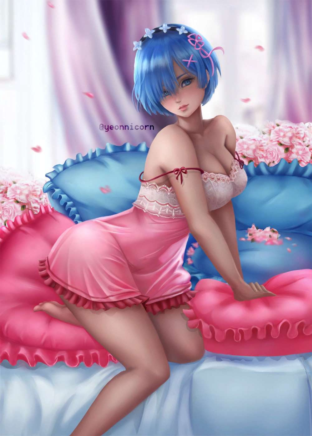 Sweet dreams - NSFW, Rem (Re:Zero Kara), Re:Zero Kara, Anime Art, Аниме, Арт, Эротика, Пеньюар