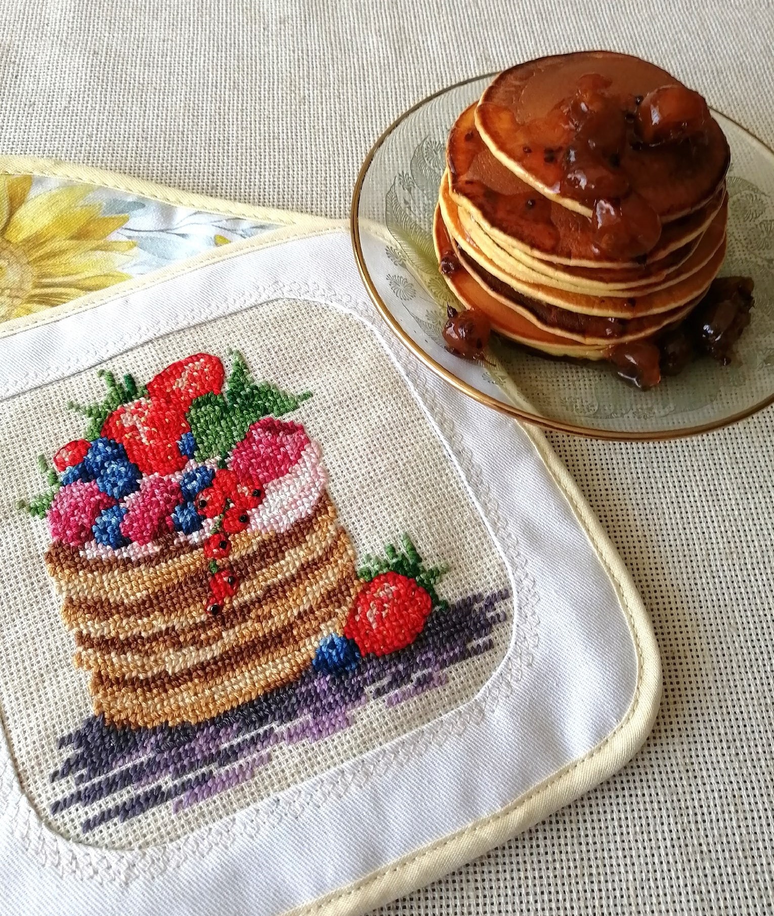 Sweets that don't make you fat - My, Food, Needlework with process, Pancake, Presents, Longpost