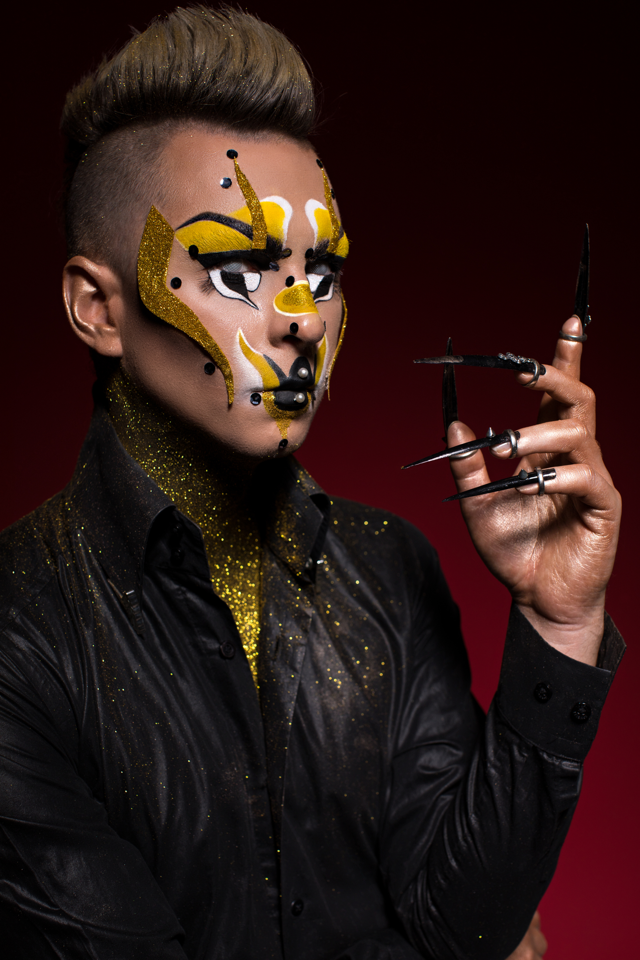 Crazy makeup from Alazar Mayevsky - My, Makeup, Hell, Horror, Cosplay, Russian cosplay, Alazar Majewski, Models, Androgynous, Longpost