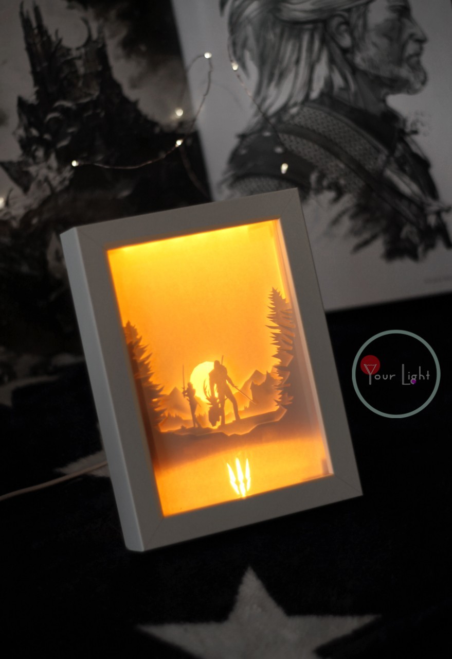 Witcher: Wild Hunt Night Light - My, Witcher, The Witcher series, The Witcher 3: Wild Hunt, Lightbox, Needlework without process, With your own hands, Creation, Longpost