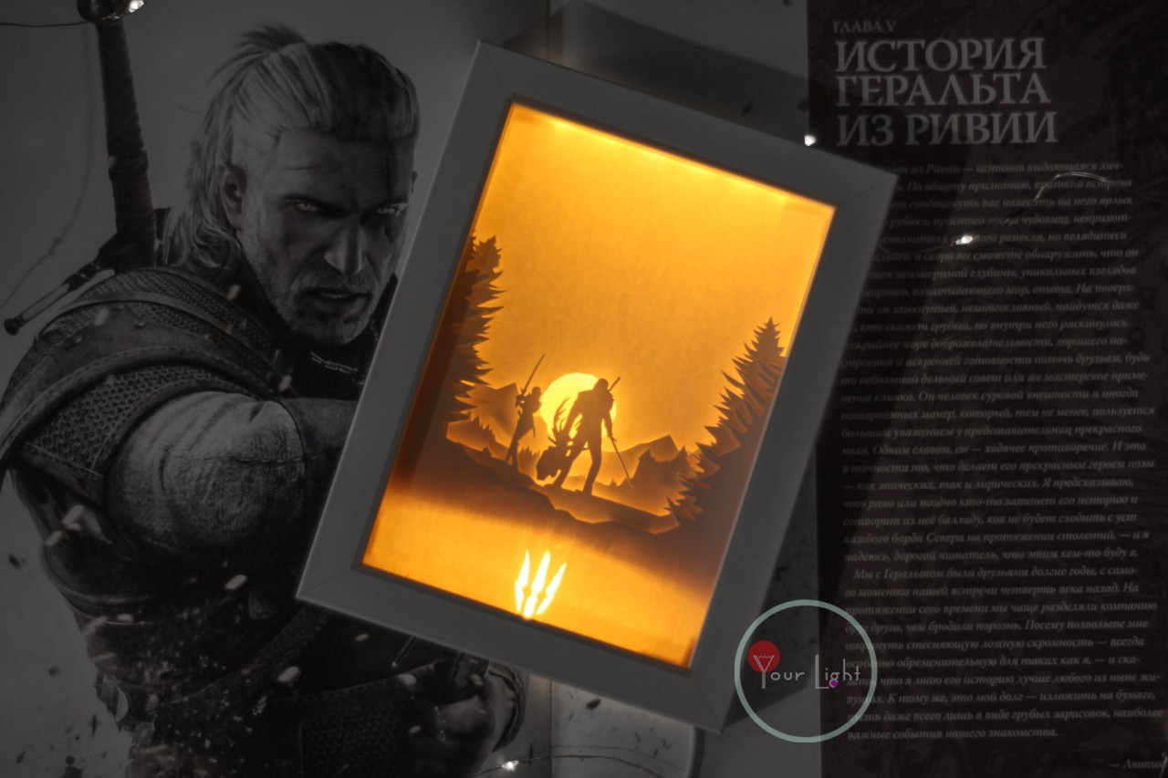 Witcher: Wild Hunt Night Light - My, Witcher, The Witcher series, The Witcher 3: Wild Hunt, Lightbox, Needlework without process, With your own hands, Creation, Longpost