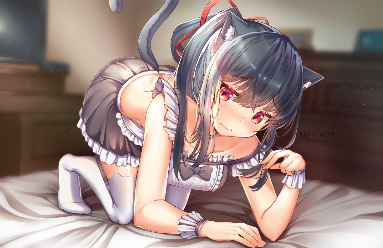 Neko-maid - Anime, Anime art, Original character, Animal ears, Housemaid, Stockings