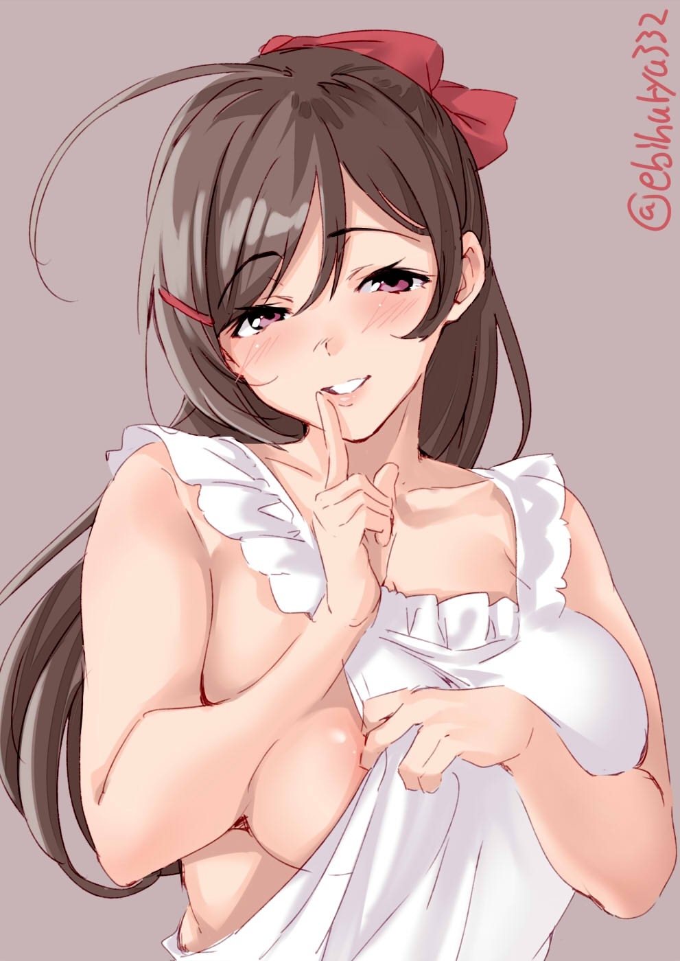 The morning was not good... - NSFW, Erotic, Art, Fan art, Apron, Breast, Girls, Anime art