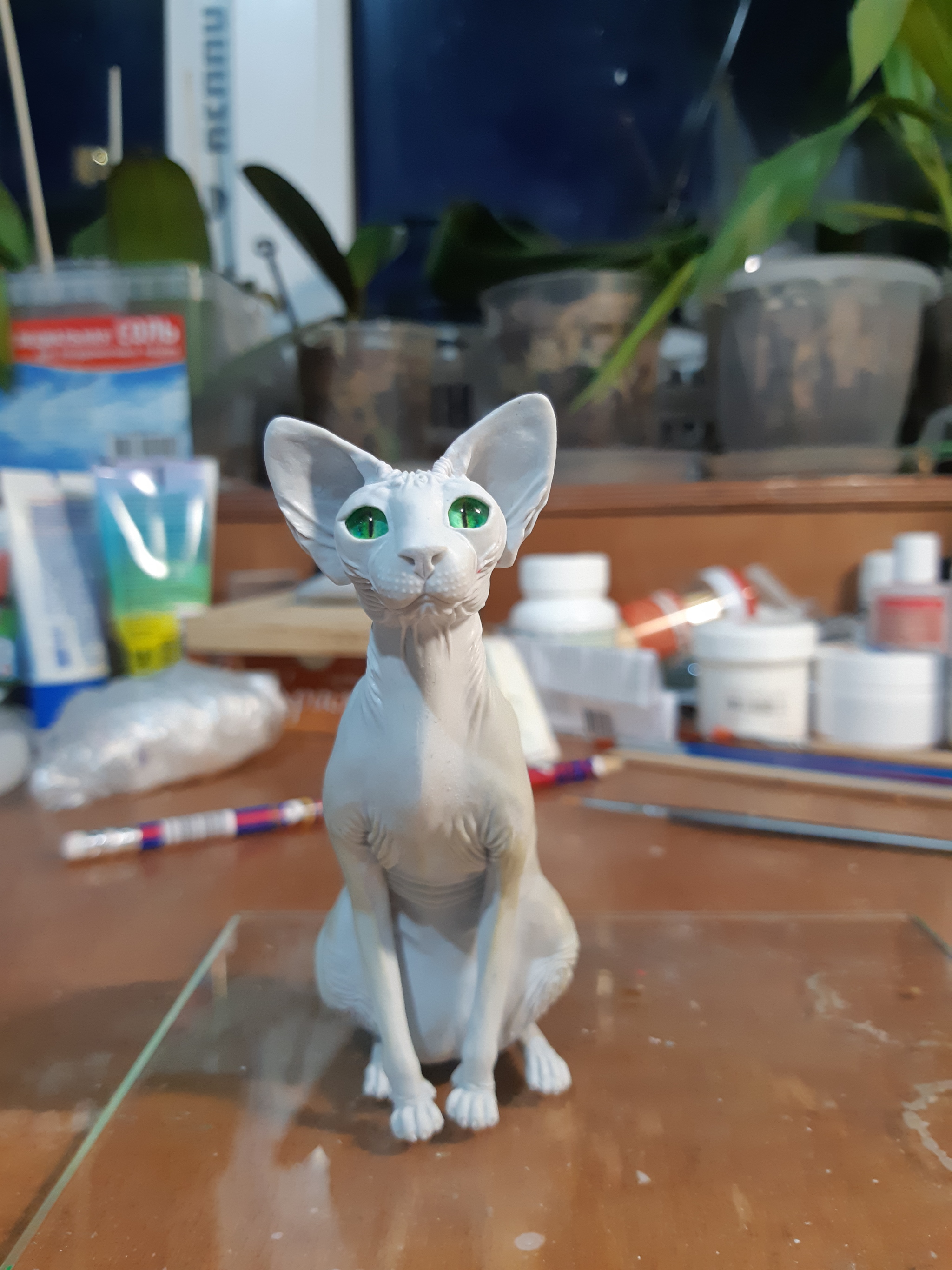 Portrait Sphynx cat - My, Лепка, Polymer clay, Needlework with process, Handmade, cat, Sphinx, Realism, Animals, Longpost