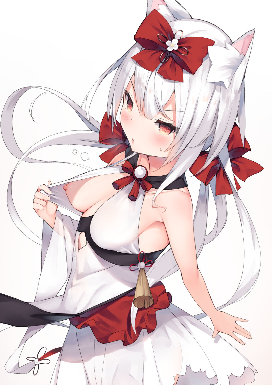 Yukikaze - NSFW, Azur Lane, Yukikaze, Sideboob, Animal Ears, Аниме, Anime Art, Арт, Грудь