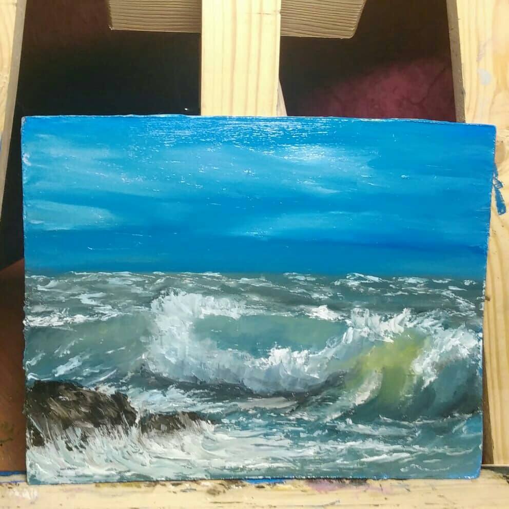 My before/after - My, Painting, Sea