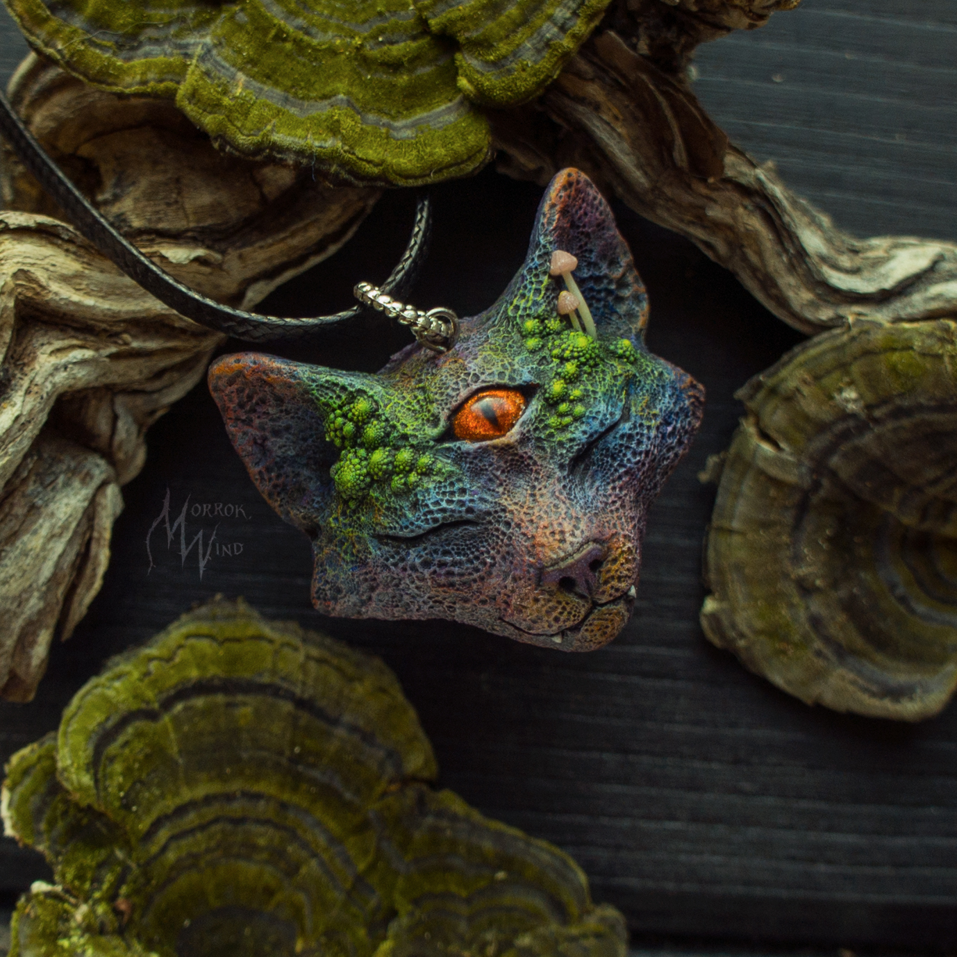 Cheshire cat, my version) - My, Needlework without process, Polymer clay, Pendant, cat, Cheshire Cat, Longpost