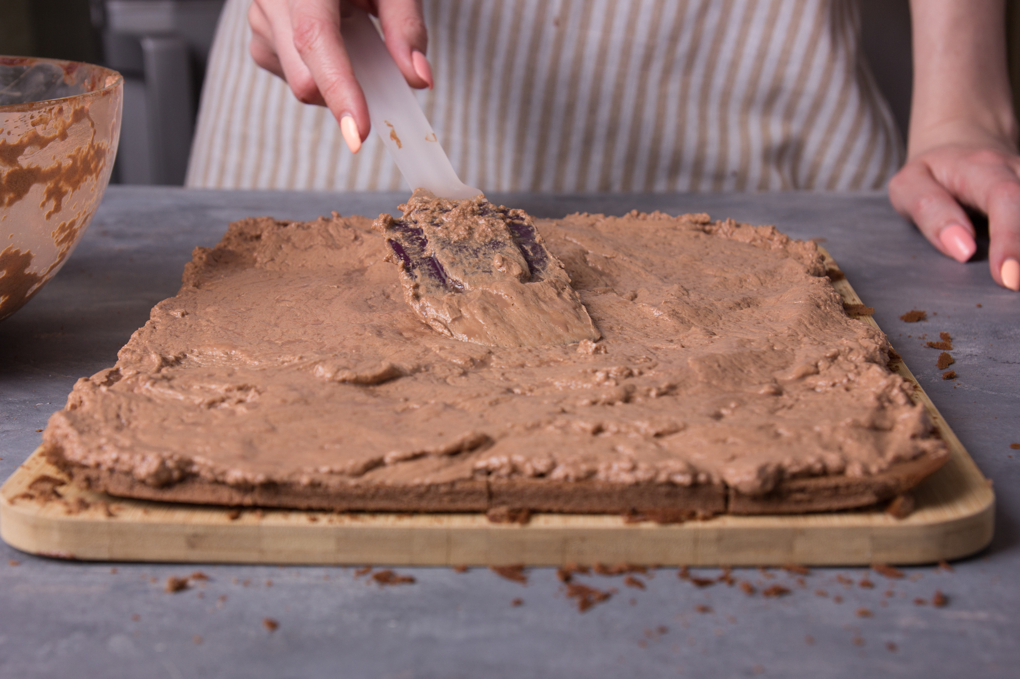 Buche de Noel cake - My, Recipe, Chocolate cake, Process, Strawberry (plant), Sweets, Longpost