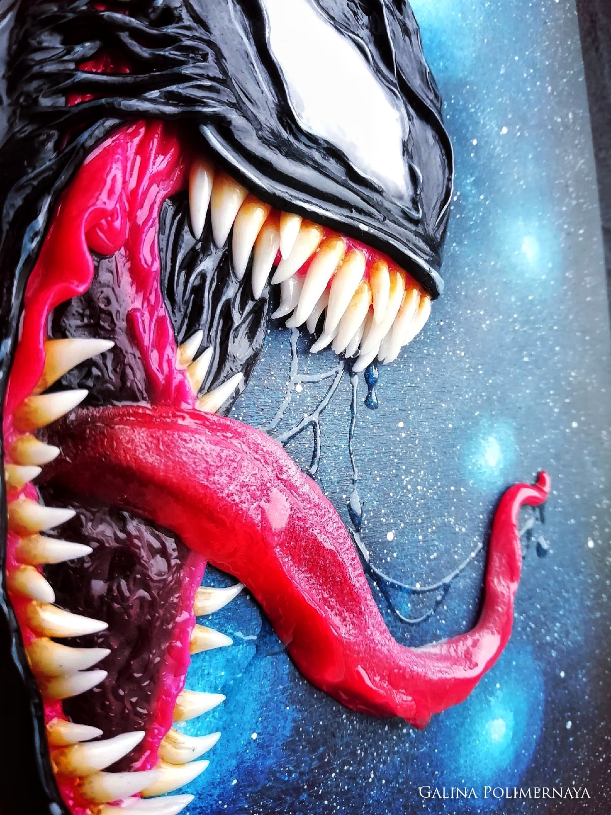 Notepad/sketchbook Venom - My, Venom, Notebook, Sketchbook, Needlework without process, Handmade, Polymer clay, Longpost